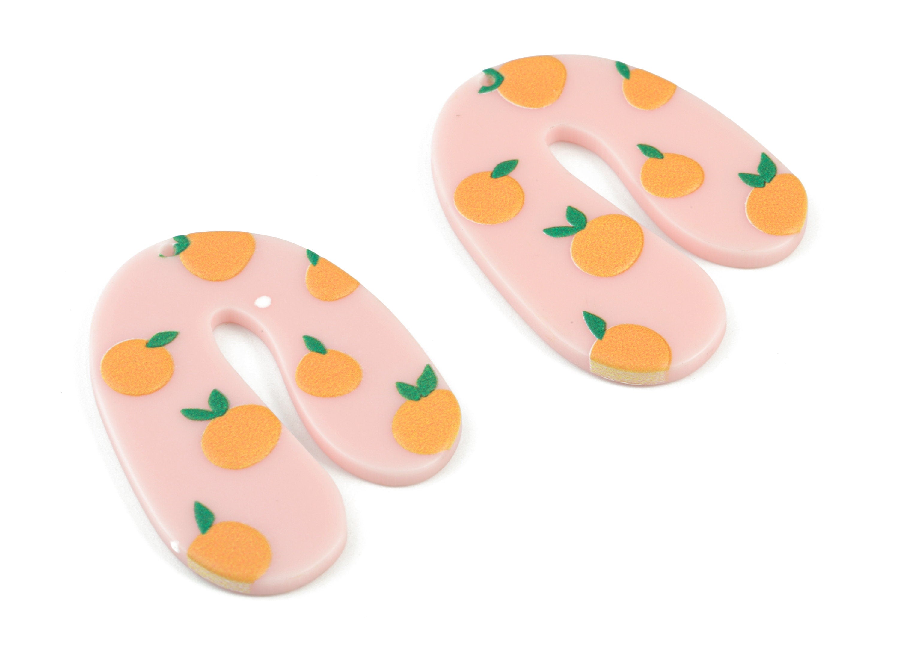 Acrylic U Orange Earring Charms - Acrylic U Pendant - Earring Finding - Jewelry Supplies - 40x30x2.56mm - AC2088 - DOMEDBAZAAR