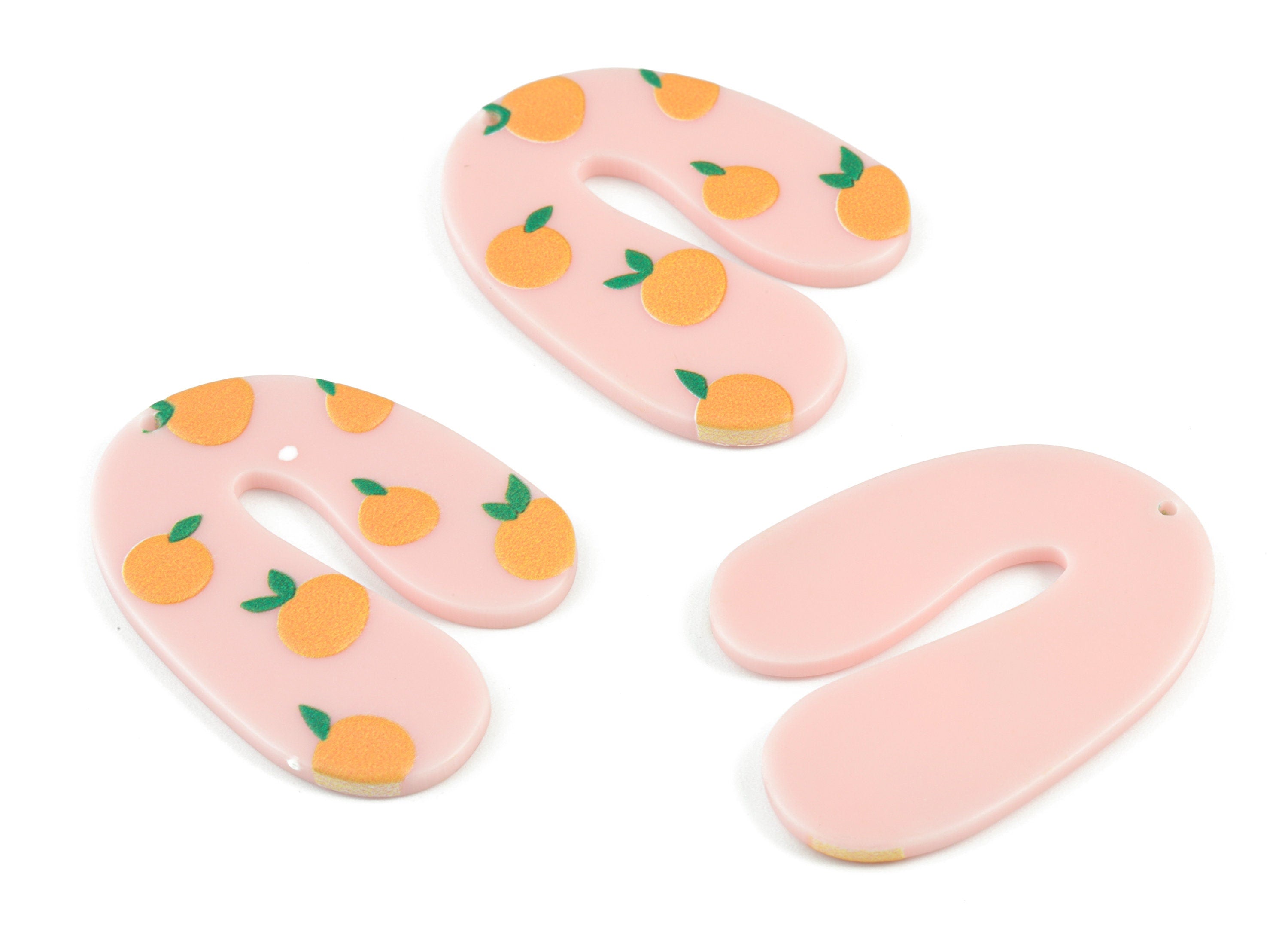Acrylic U Orange Earring Charms - Acrylic U Pendant - Earring Finding - Jewelry Supplies - 40x30x2.56mm - AC2088 - DOMEDBAZAAR