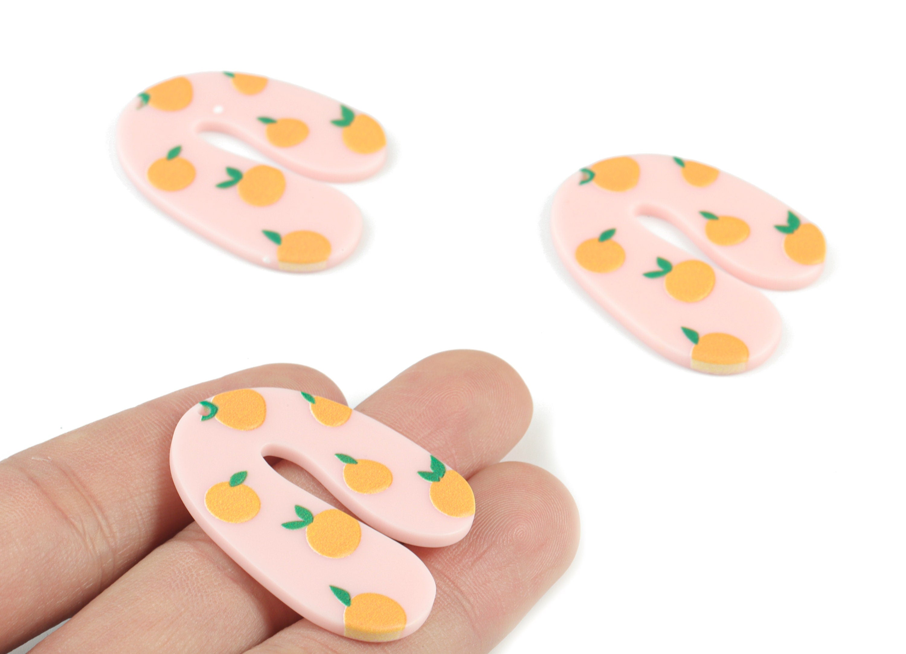 Acrylic U Orange Earring Charms - Acrylic U Pendant - Earring Finding - Jewelry Supplies - 40x30x2.56mm - AC2088 - DOMEDBAZAAR