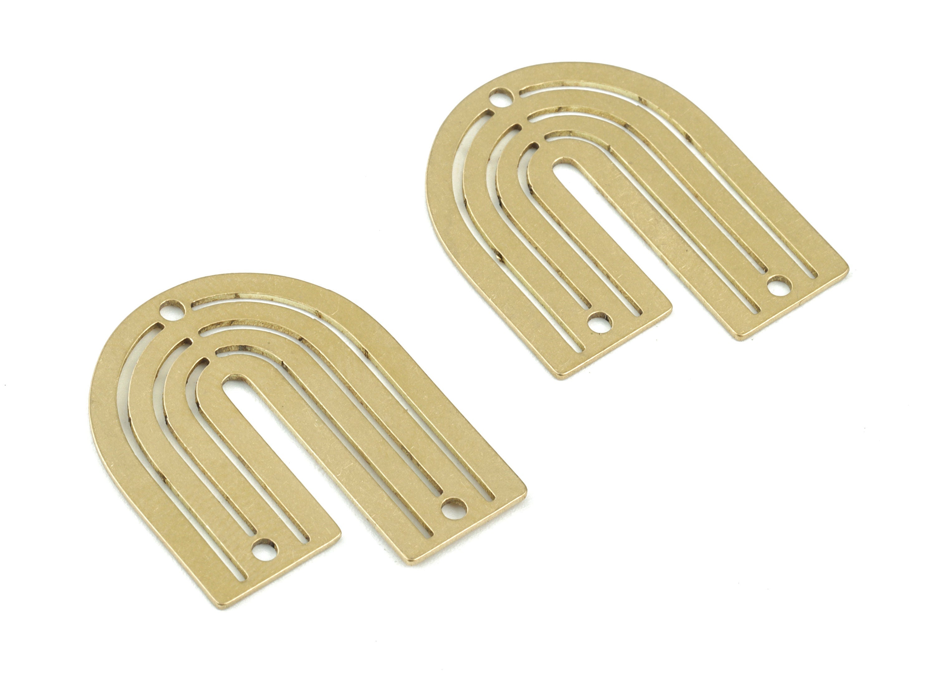 Rainbow Earring Connector - Raw Brass Rainbow Charms - 3 Holes Connector - Jewelry Supplies - 27x22x0.8mm - PPM3718 - DOMEDBAZAAR