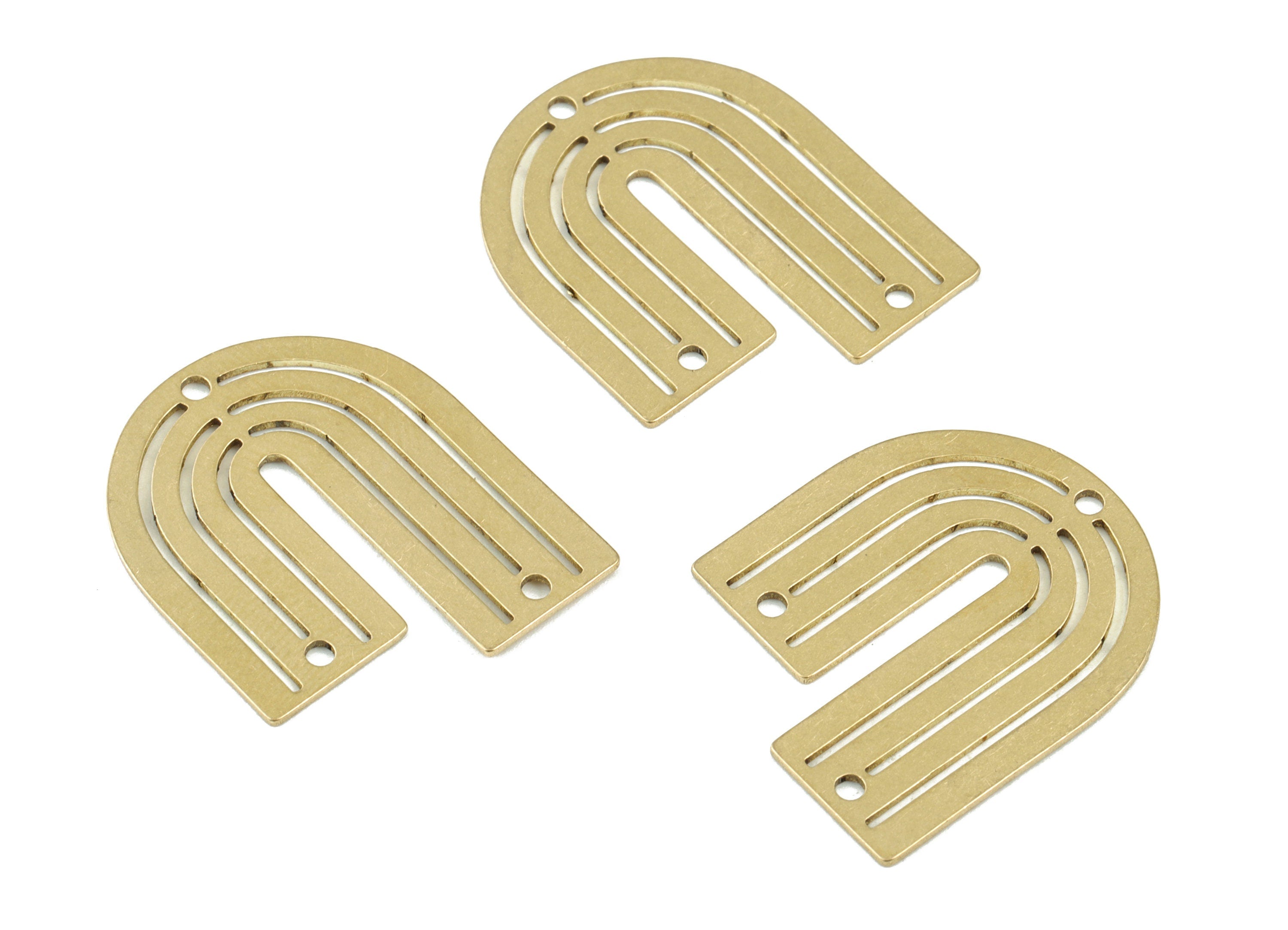 Rainbow Earring Connector - Raw Brass Rainbow Charms - 3 Holes Connector - Jewelry Supplies - 27x22x0.8mm - PPM3718 - DOMEDBAZAAR