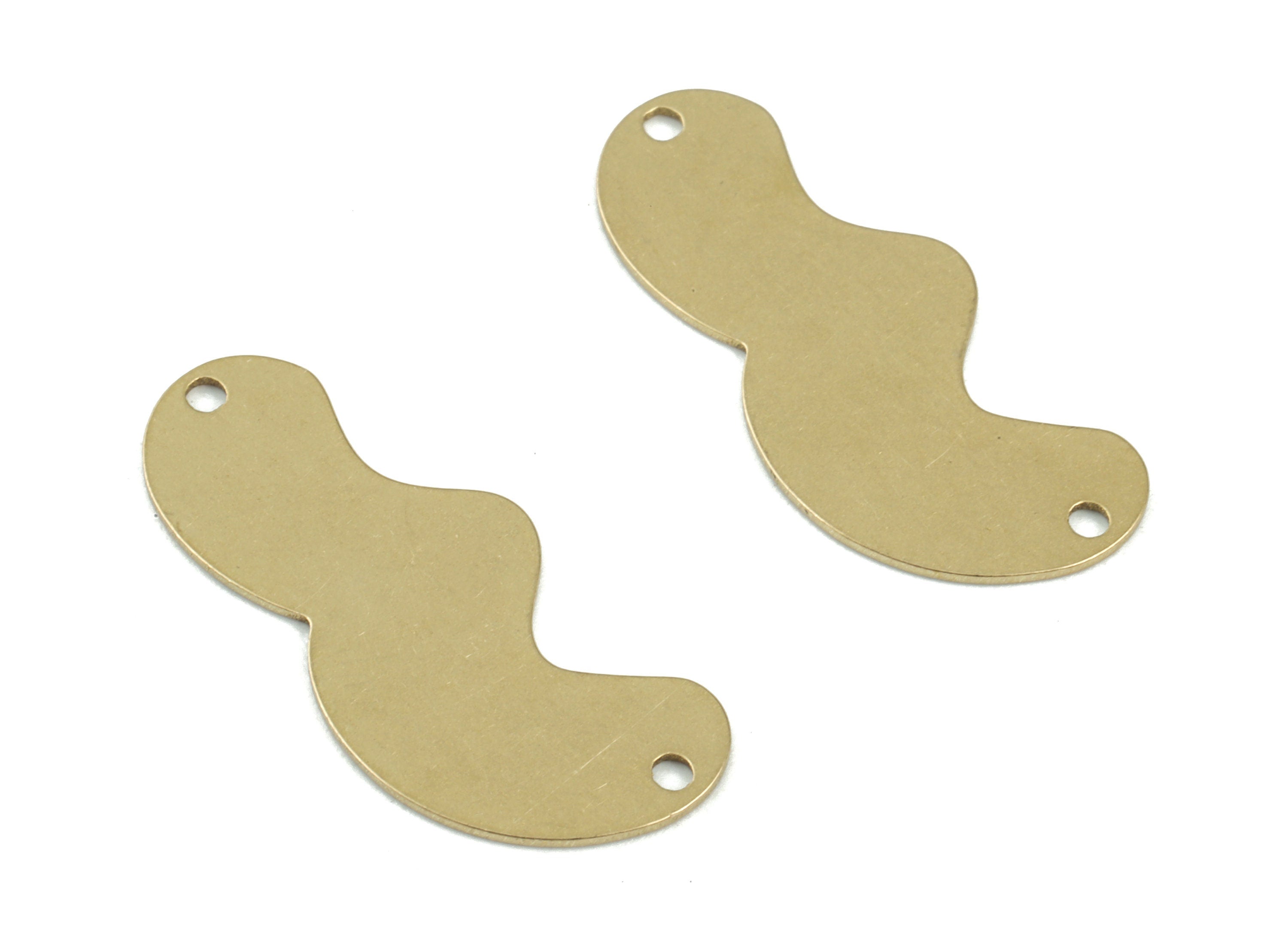Personalized stamping blank - Wave Earring Connector - Raw Brass Wavy Earring Charms - 2 Holes Connector  - 35x11x0.6mm - PPM3703 - DOMEDBAZAAR