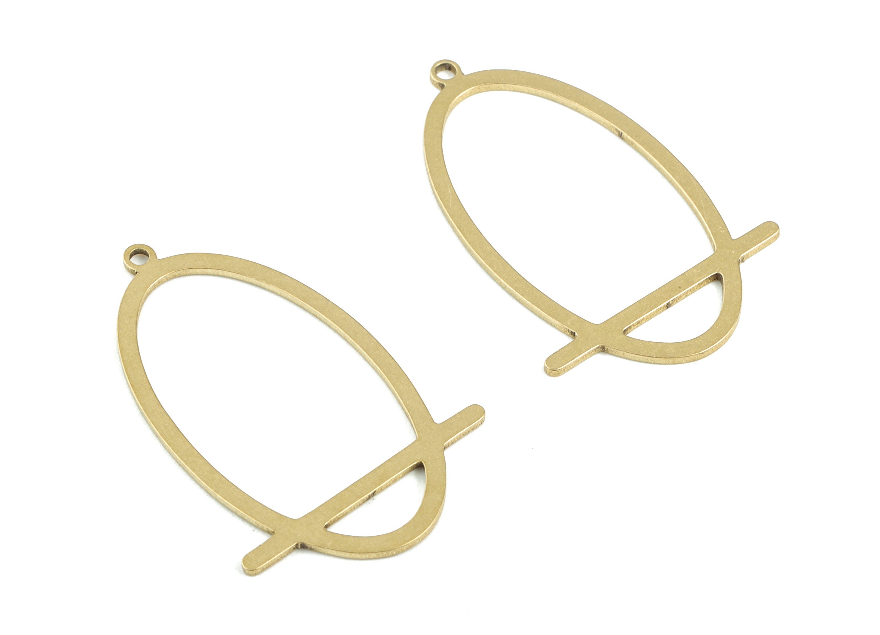 Oval Brass Pendant - Raw Brass Oval Earring Charms - Jewelry Supplies - 32x20x0.8mm - PPM3702 - DOMEDBAZAAR