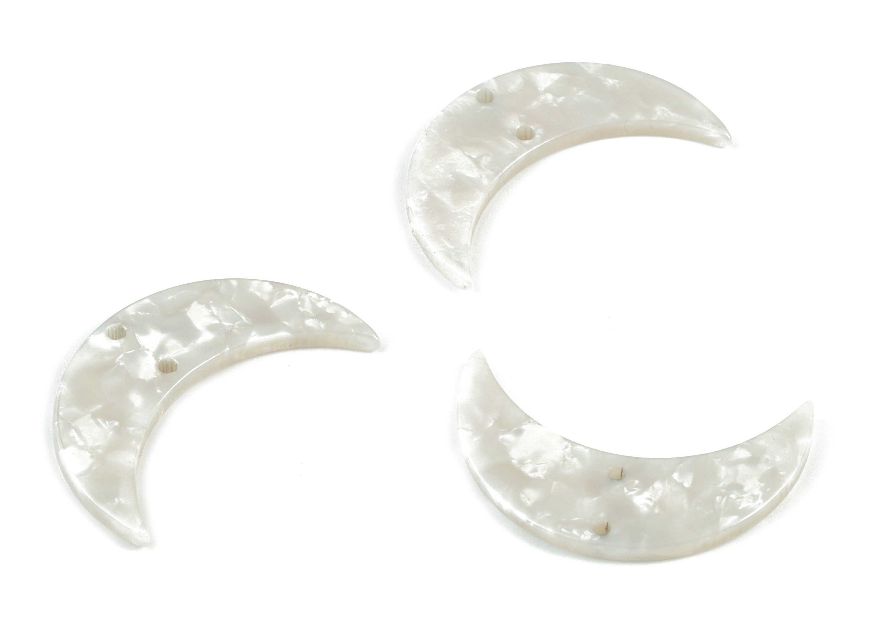 Acetate Crescent Ivory Earring Connector - White Acetate Moon Charms - Jewelry Supplies - Color Code: A12 - 34.42x19.27x2.4mm - AC1366-A12 - DOMEDBAZAAR
