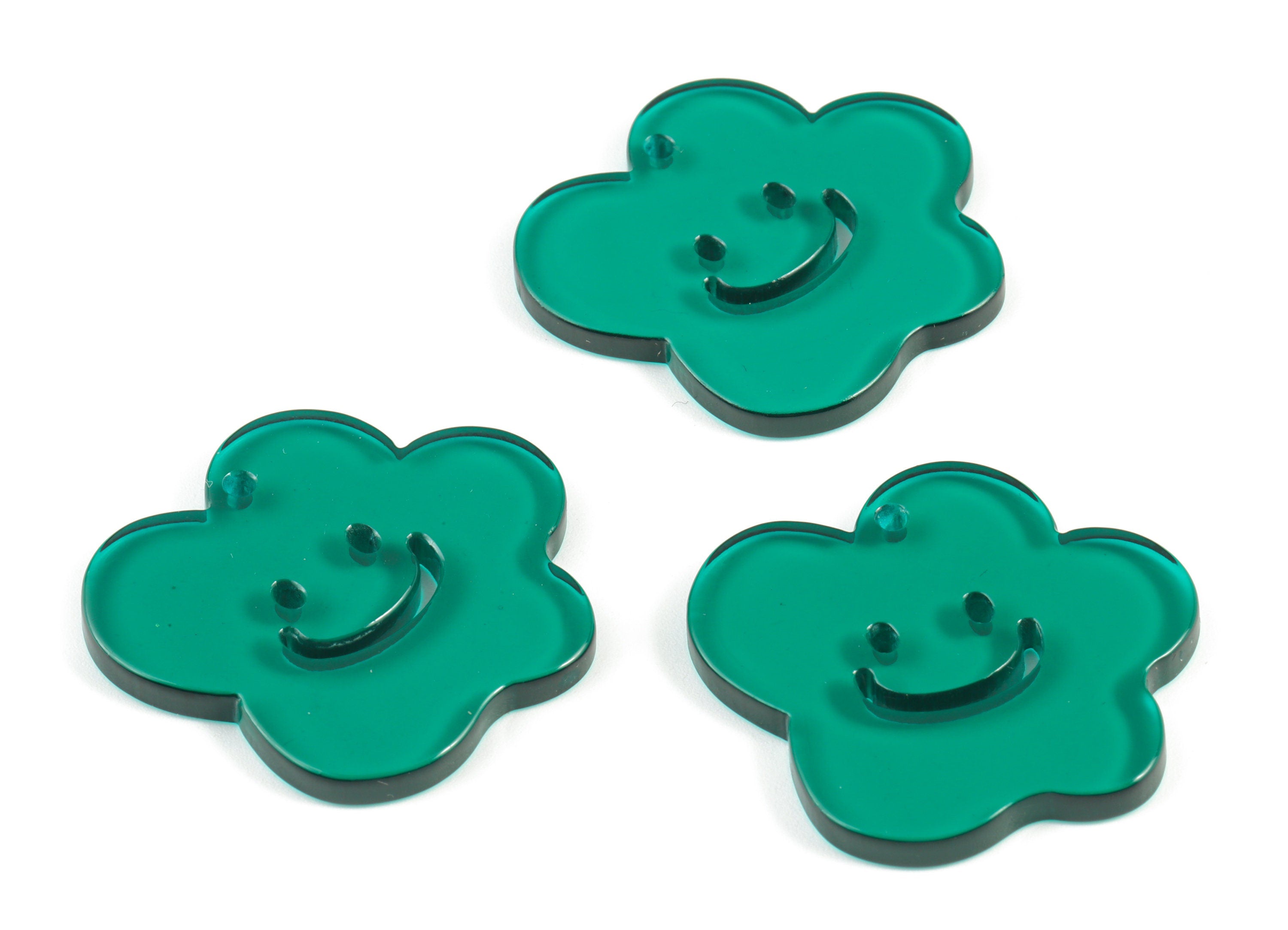 Bead door window curtain - Acrylic Smiley Flower wind bell chimes - Green Leaf Earring Charms  - Color Code:A463- 33x30x3mm - AC2137-A463 - DOMEDBAZAAR