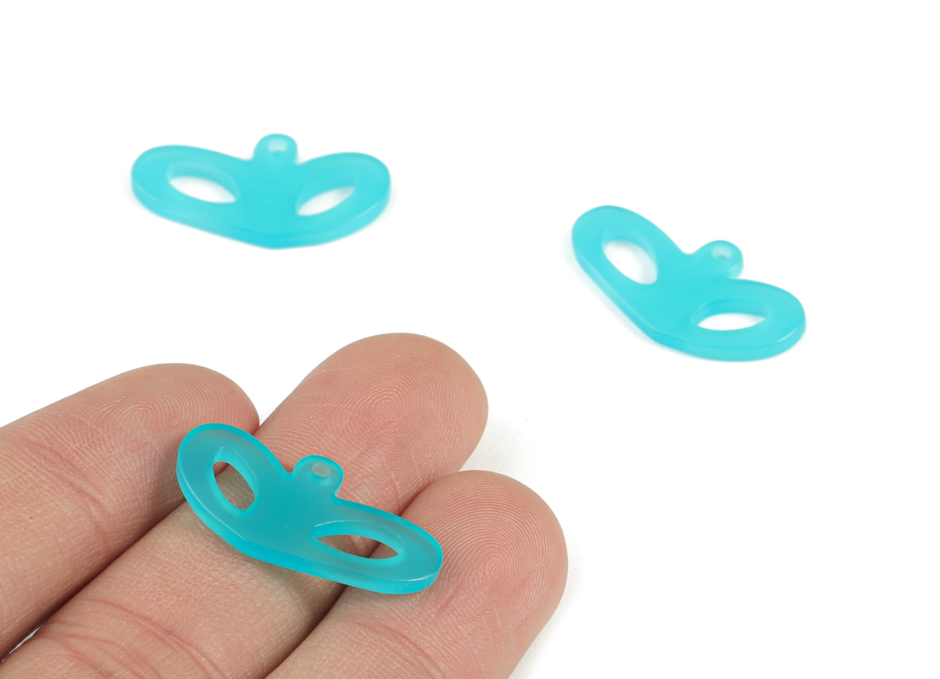 Acrylic Heart Pendant - Turquoise Acrylic Heart Earrings - Jewelry Supplies - Color Code:A531- 25.67x13.89x2.06mm - AC2141-A531 - DOMEDBAZAAR