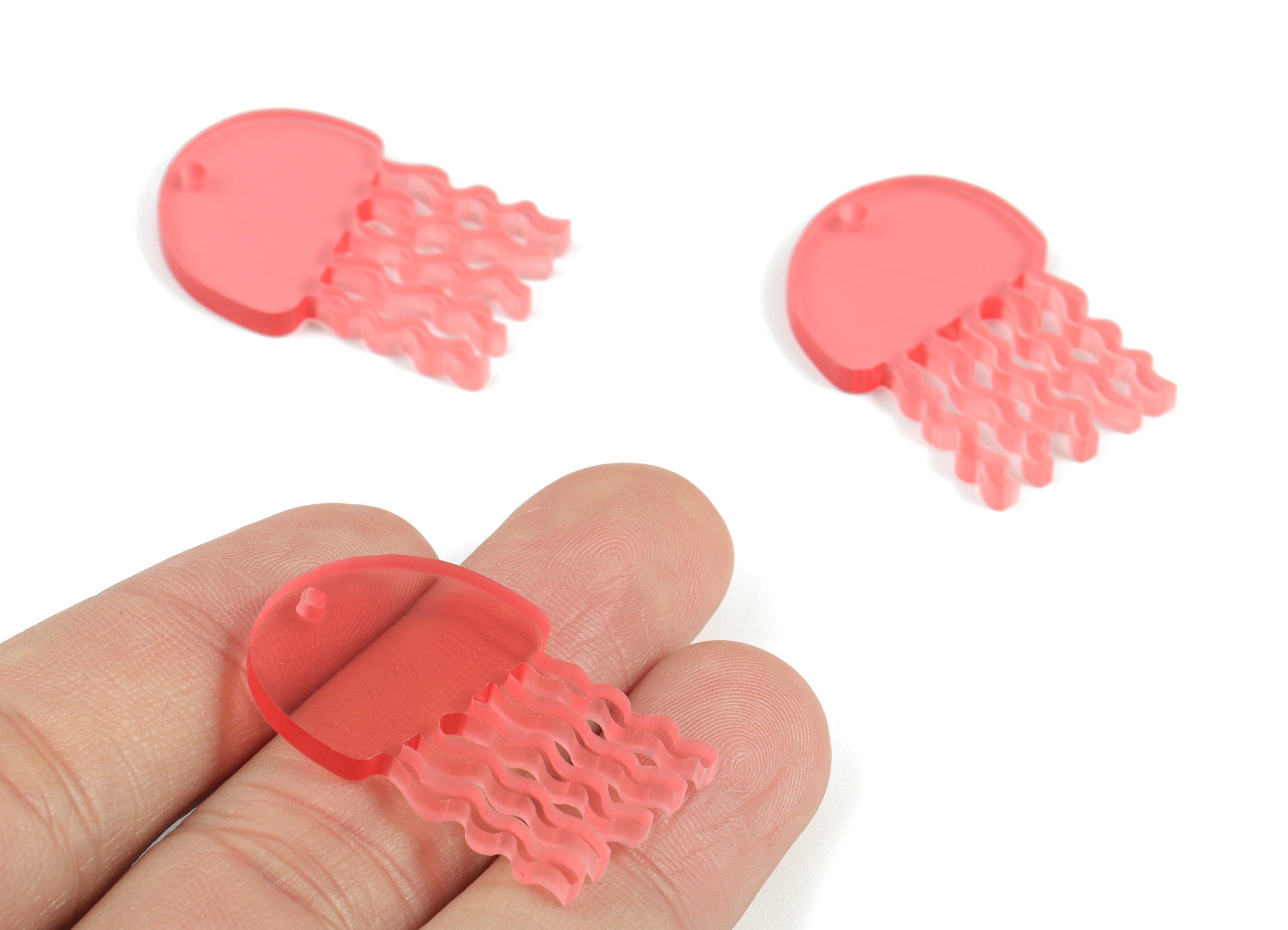 Bead door window curtain - Acrylic Jellyfish Pink wind bell chimes - Jellyfish Pink Earring Charm - Color Code:A465- 32x22x2mm - AC2142-A465 - DOMEDBAZAAR