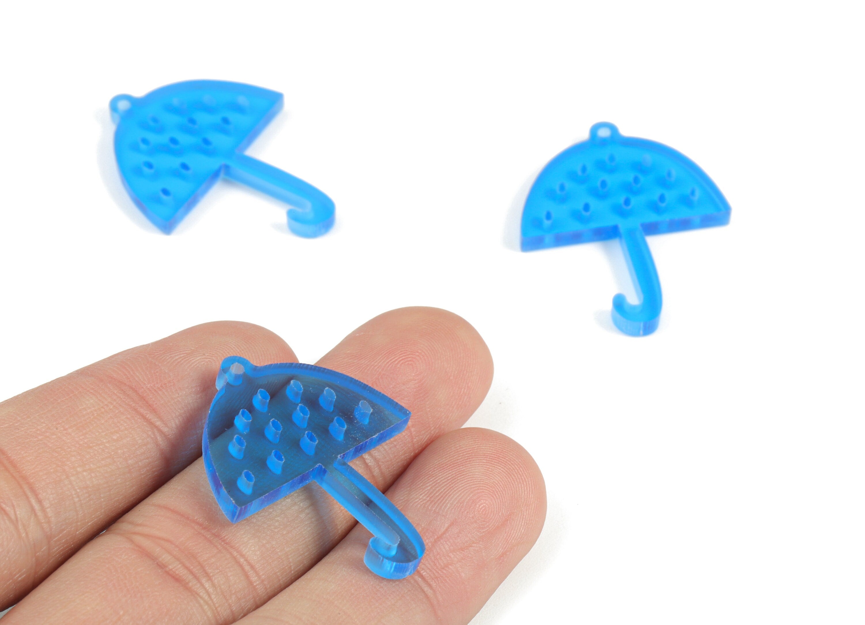 Bead door window curtain - Acrylic Umbrella Blue wind bell chimes - Umbrella Earring Charms - Color Code:A464- 32x25x2mm - AC2143-A464 - DOMEDBAZAAR