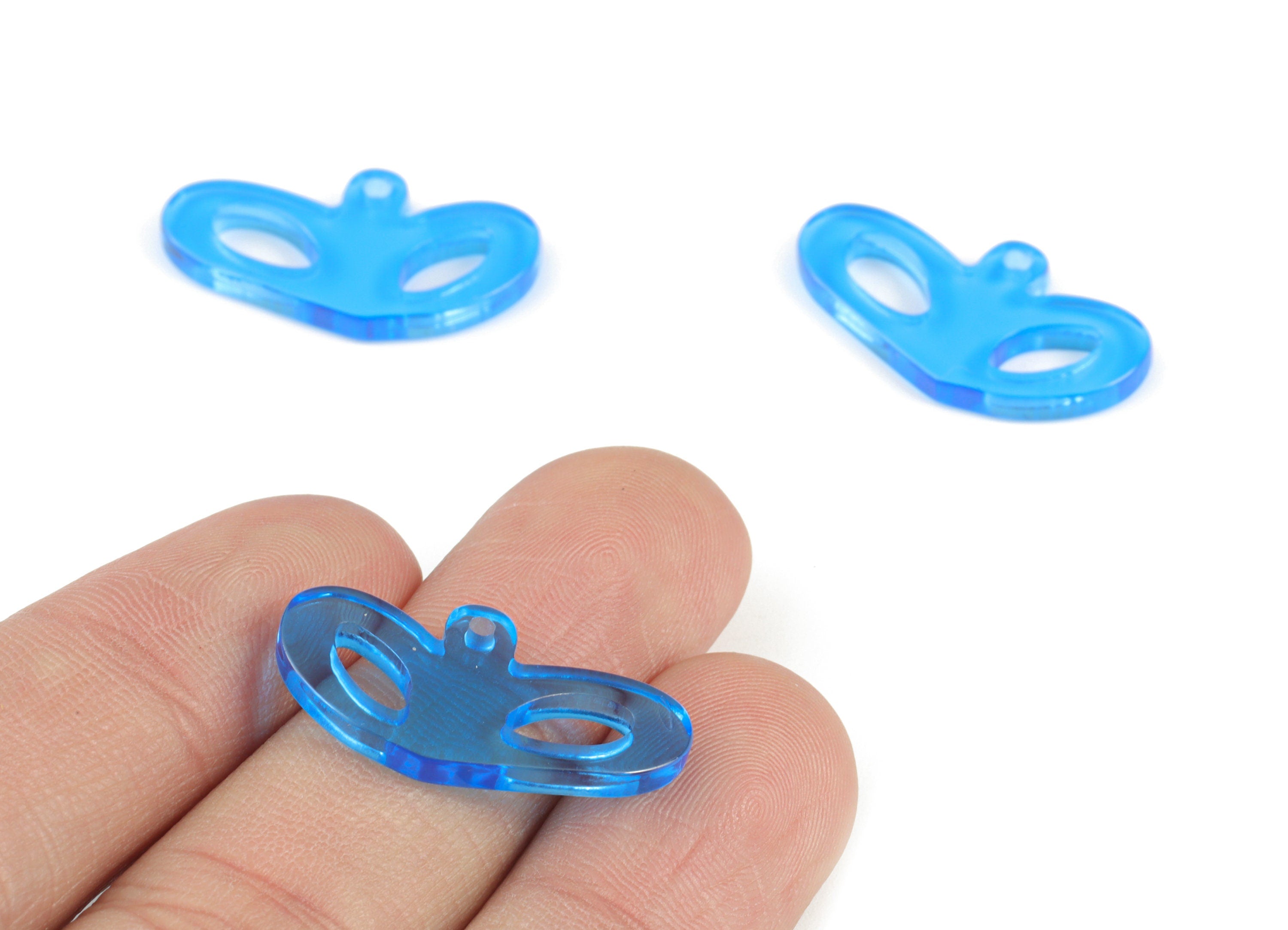 Acrylic Heart Pendant - Blue Acrylic Heart Earrings - Earring Finding - Jewelry Supplies - Color Code:A464- 25.78x13.43x2.54mm - AC2141-A464 - DOMEDBAZAAR