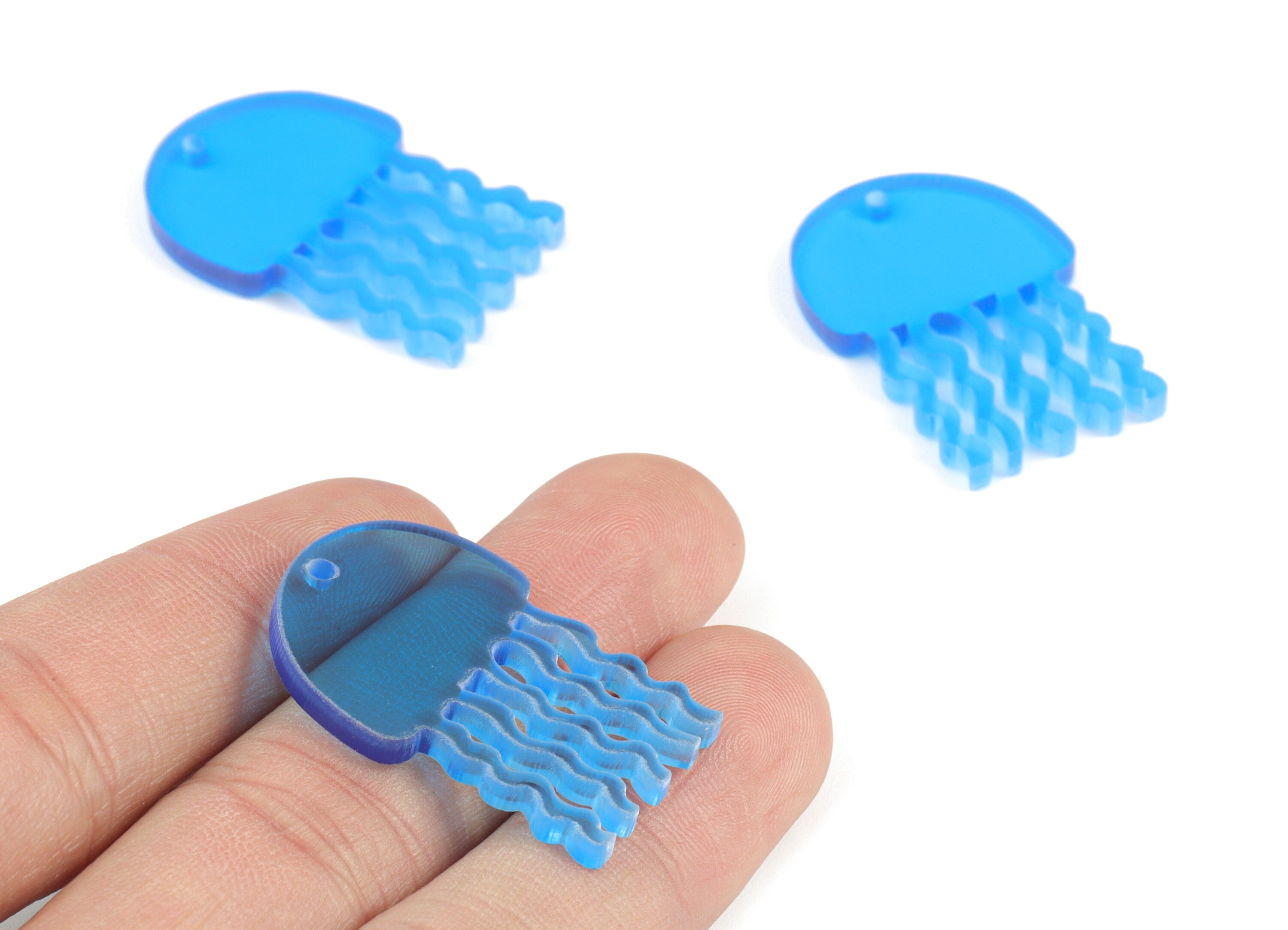 Bead door window curtain - Acrylic Jellyfish Blue wind bell chimes - Jellyfish Earring Charm - Color Code:A464- 32x22x3mm - AC2142-A464 - DOMEDBAZAAR