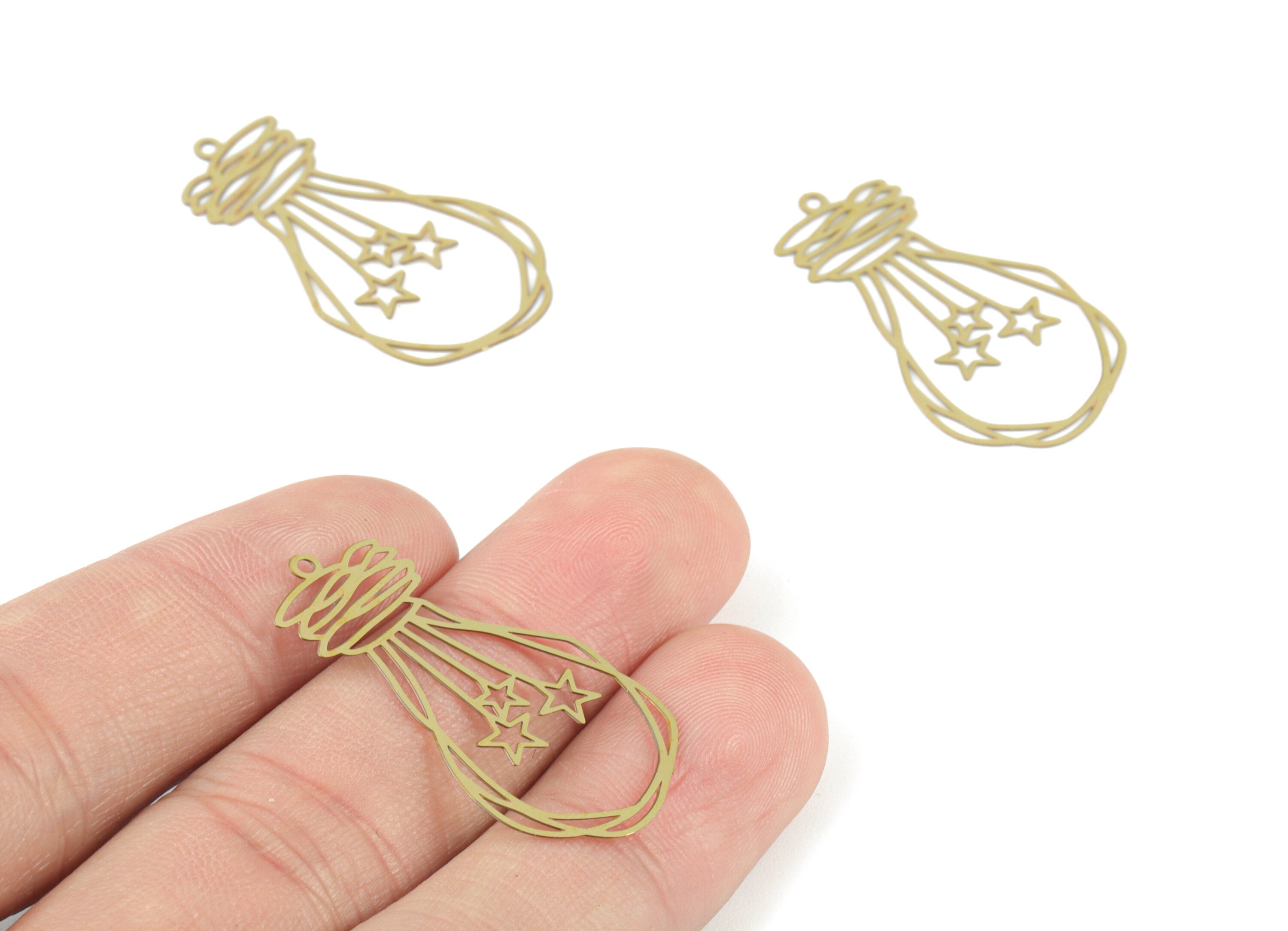 Brass Balloon Stars Pendant - Raw Brass Balloon Earring Charms - Earring Findings - Jewelry Supplies - 34.16x18.21x0.27mm - JJB6500 - DOMEDBAZAAR