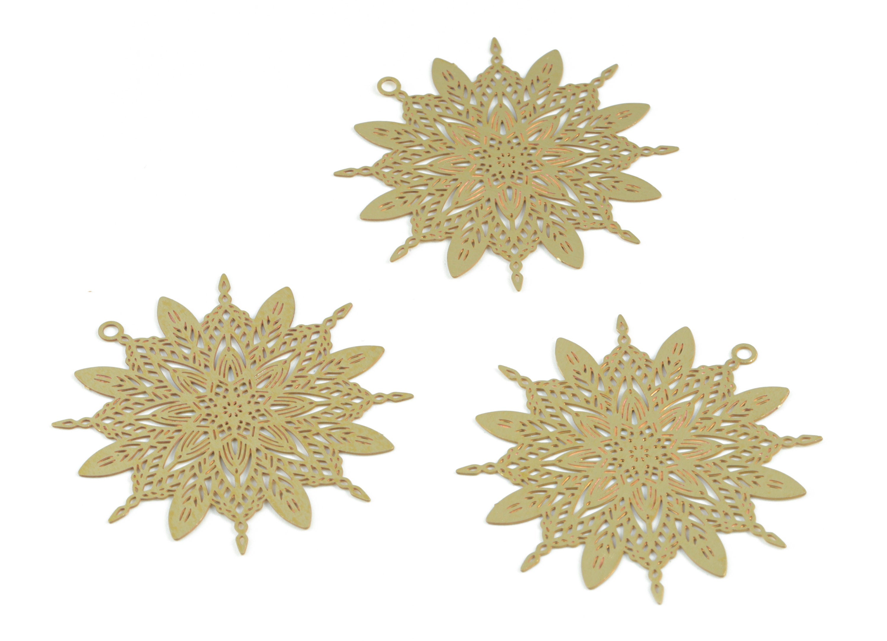 Brass Flower Earring Charms - Raw Brass Sun Pendant - Earring Findings - Jewelry Supplies - 32.97x32.8x0.29mm - JJB6483 - DOMEDBAZAAR