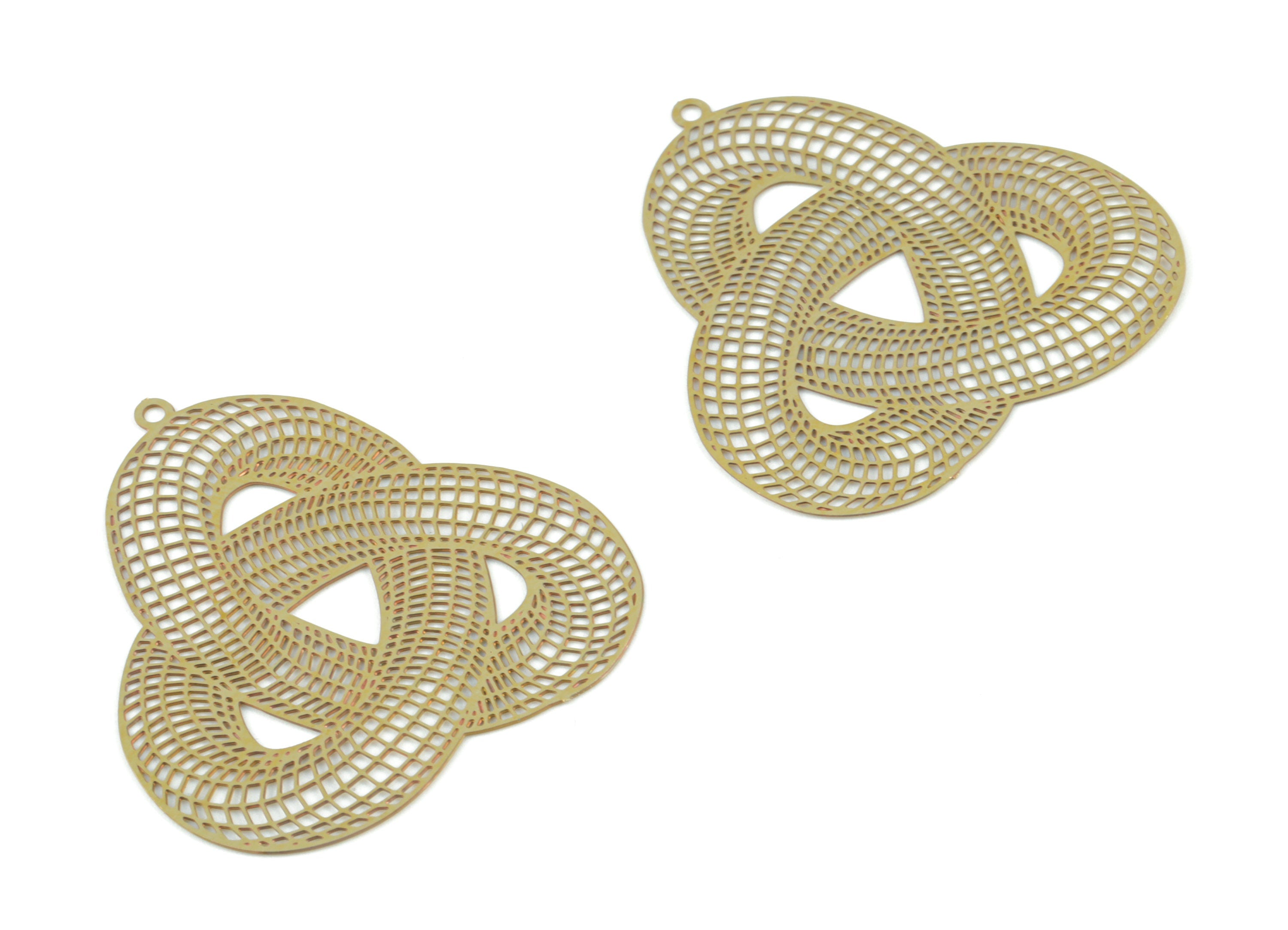 Brass Knot Line Pendant - Raw Brass Knot Earring Charms - Earring Findings - Jewelry Supplies - 34.06x33.09x0.27mm - JJB6481 - DOMEDBAZAAR