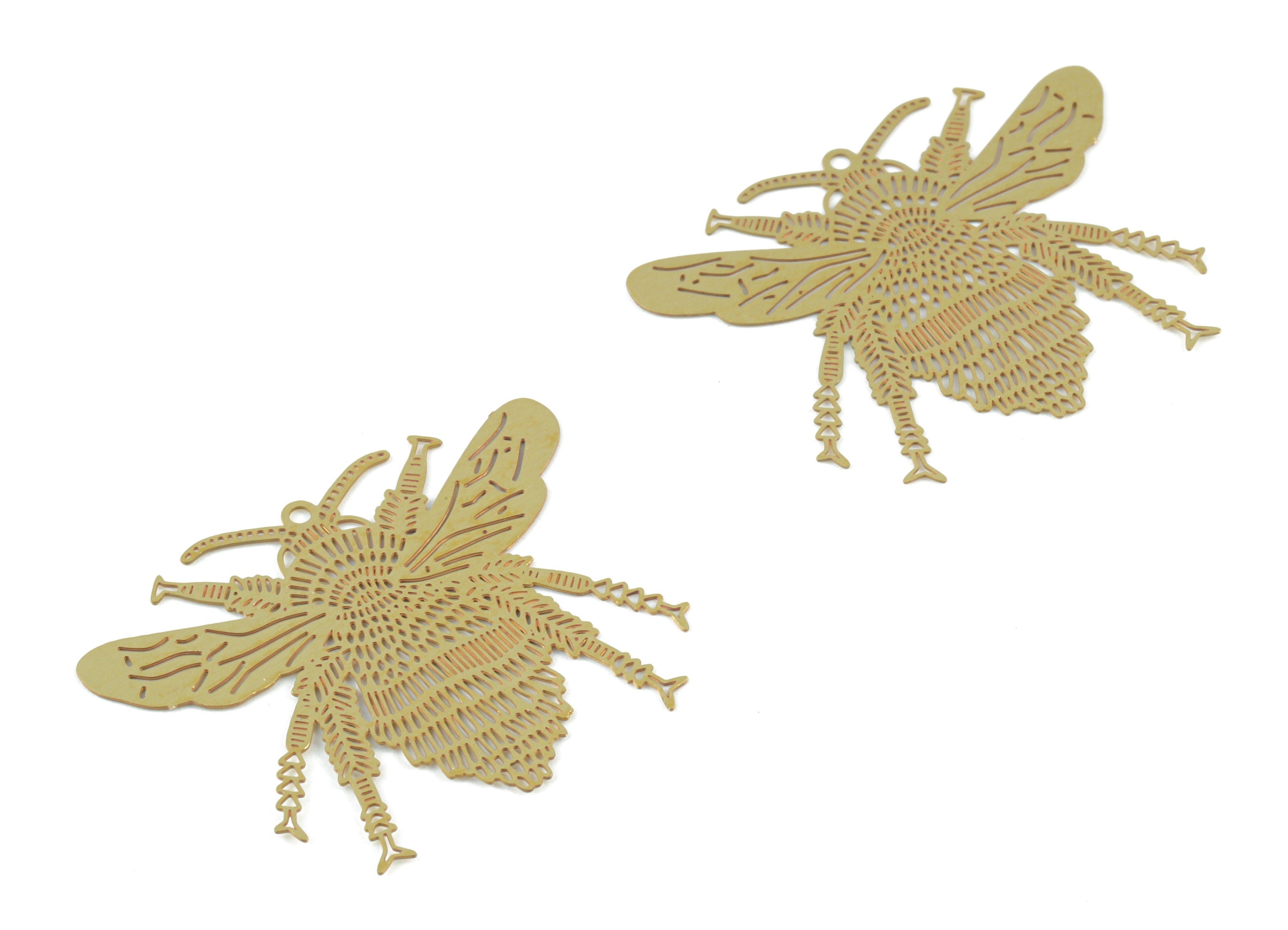 Brass Fly Earring Charms - Raw Brass Fly Pendant - Earring Findings - Jewelry Supplies - 36.01x28.23x0.27mm - JJB6488 - DOMEDBAZAAR