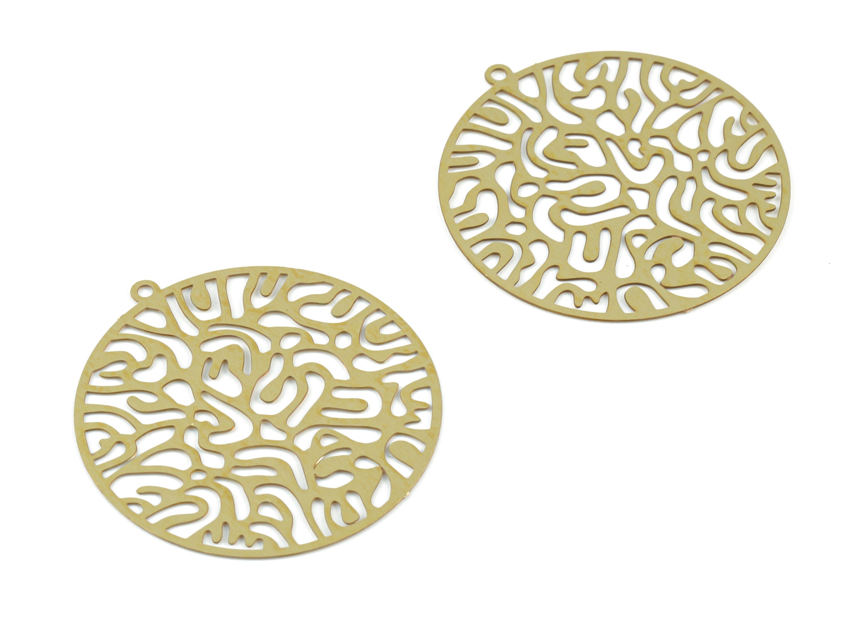 Brass Round Pendant - Raw Brass Circle Earring Charms - Earring Findings - Jewelry Supplies - 31.85x29.97x0.29mm - JJB6485 - DOMEDBAZAAR