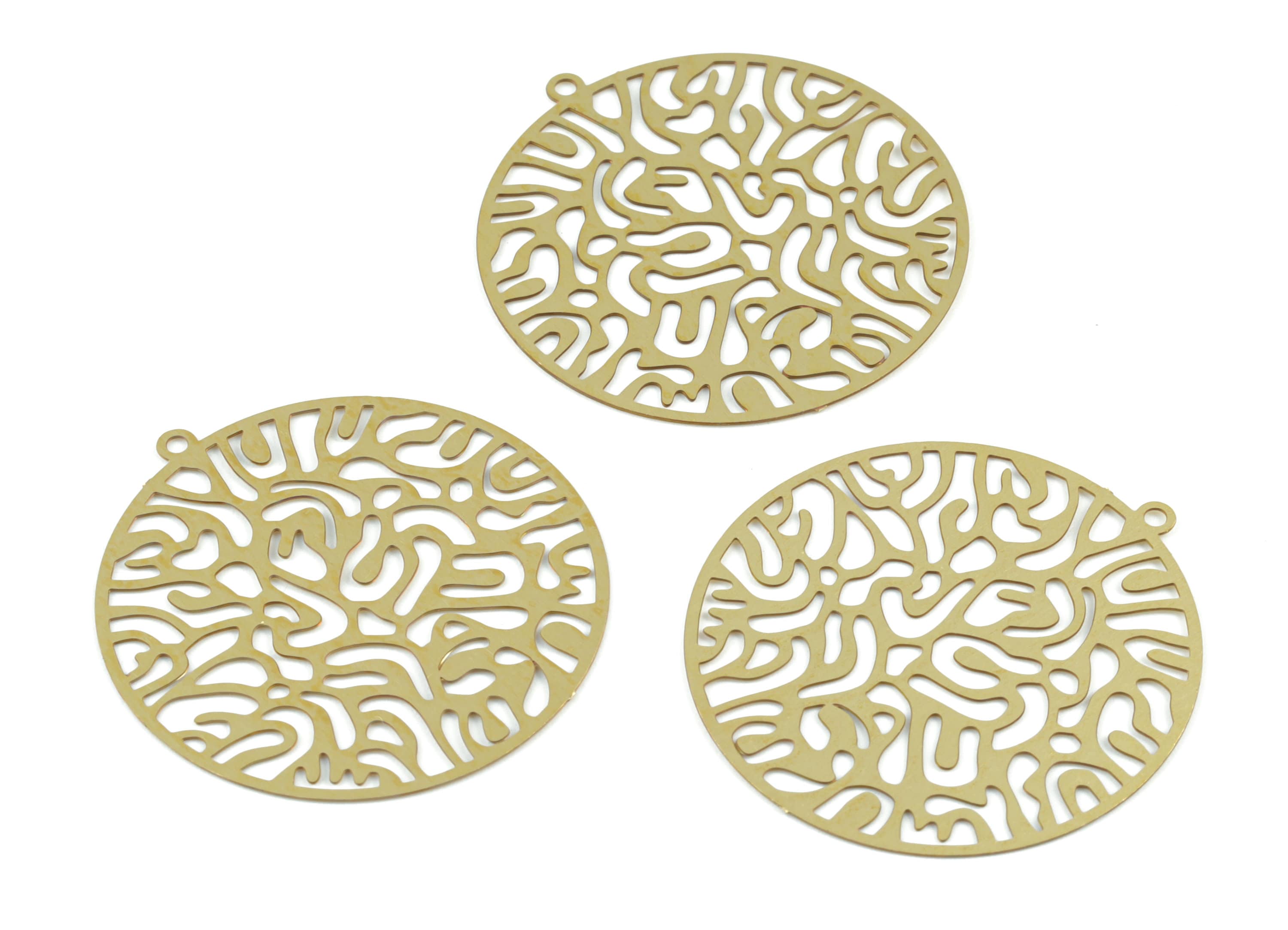 Brass Round Pendant - Raw Brass Circle Earring Charms - Earring Findings - Jewelry Supplies - 31.85x29.97x0.29mm - JJB6485 - DOMEDBAZAAR