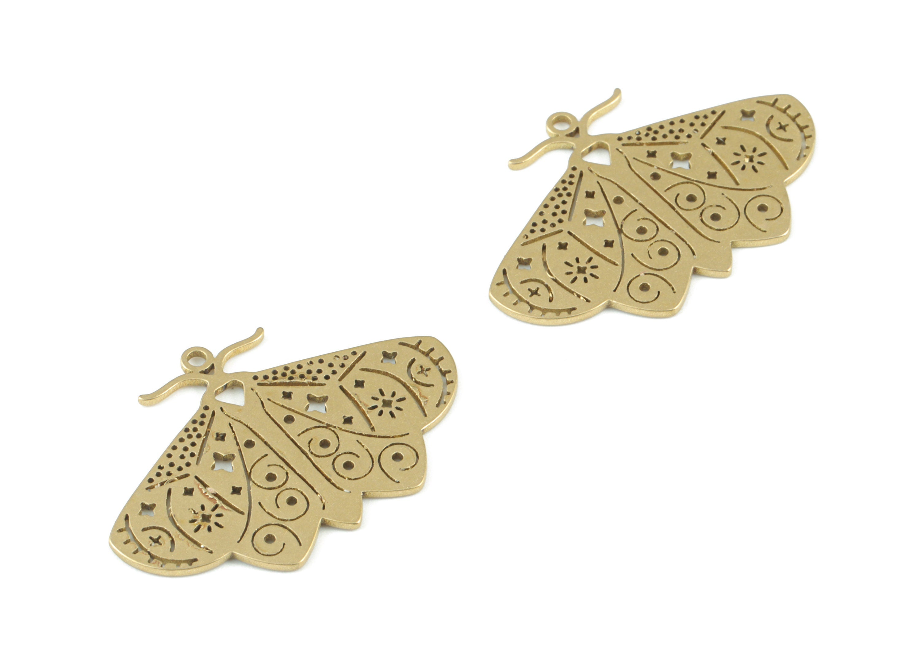 Brass Butterfly Earring Charms - Raw Brass Butterfly Pendant - Earrings Finding - Jewellery Supplies - 29.94x20.36x0.86mm - PPM3772 - DOMEDBAZAAR
