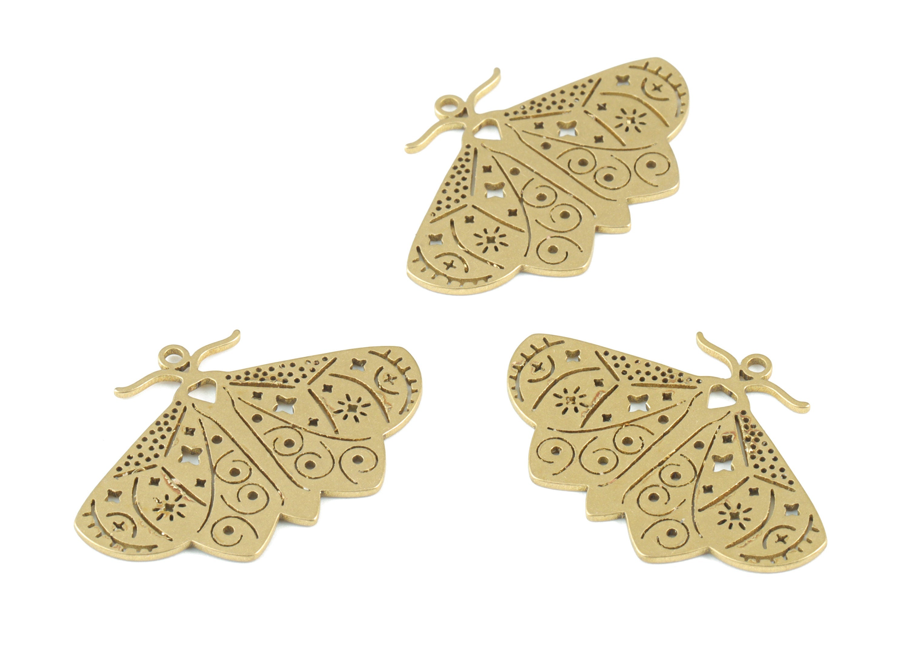 Brass Butterfly Earring Charms - Raw Brass Butterfly Pendant - Earrings Finding - Jewellery Supplies - 29.94x20.36x0.86mm - PPM3772 - DOMEDBAZAAR