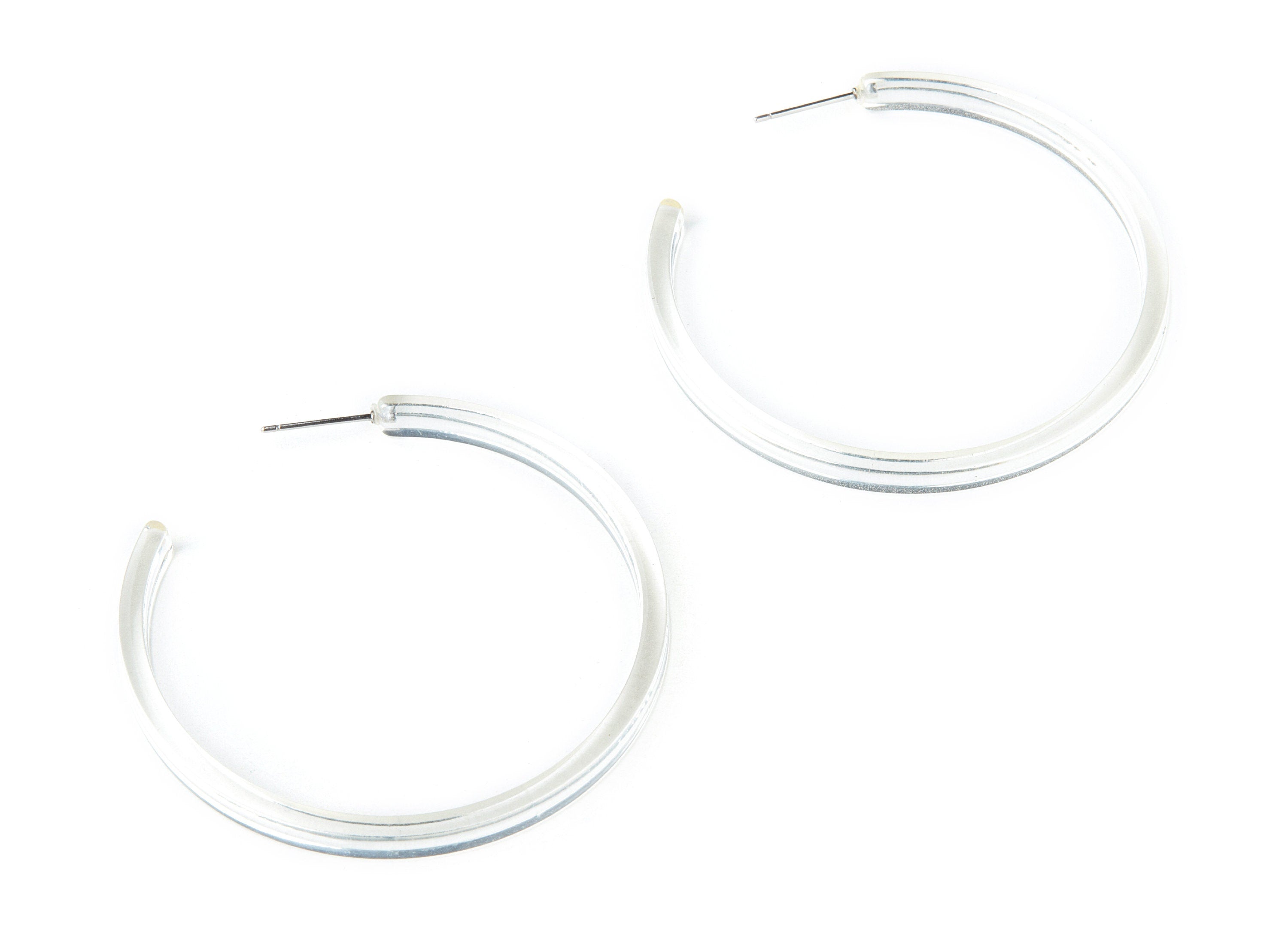 Open Hoop Earrings Stud - 2.13 inch Hoop Earring - Clear Acetate Round Earring Post -  Open Circle - Color Code: A63 54x54x4mm - AC1340B - DOMEDBAZAAR