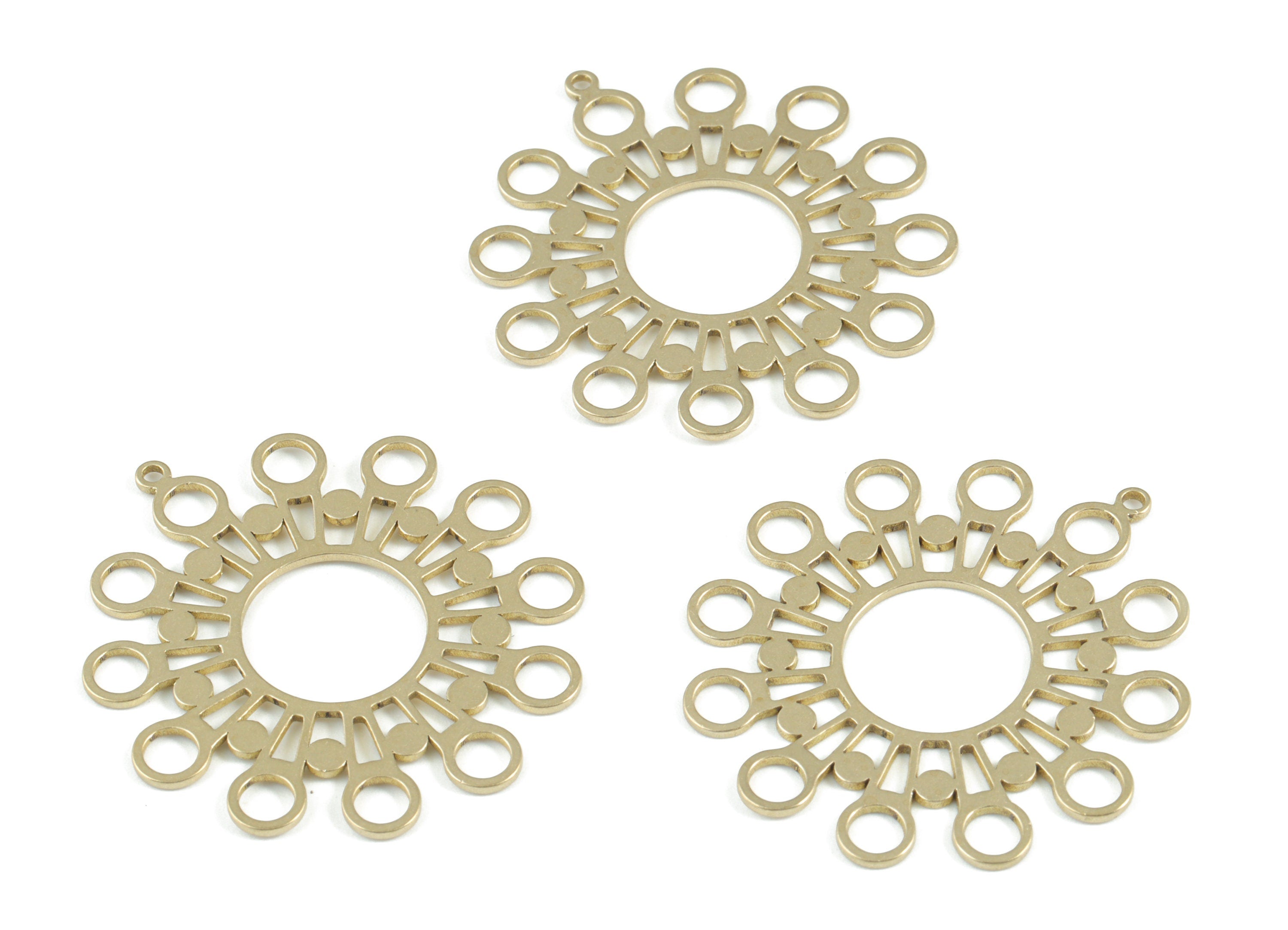 Brass Round Pendant - Raw Brass Circle Earring Charms - Earrings Finding - Jewelry Supplies - 35.04x31.8x1.04mm - PPM3745 - DOMEDBAZAAR