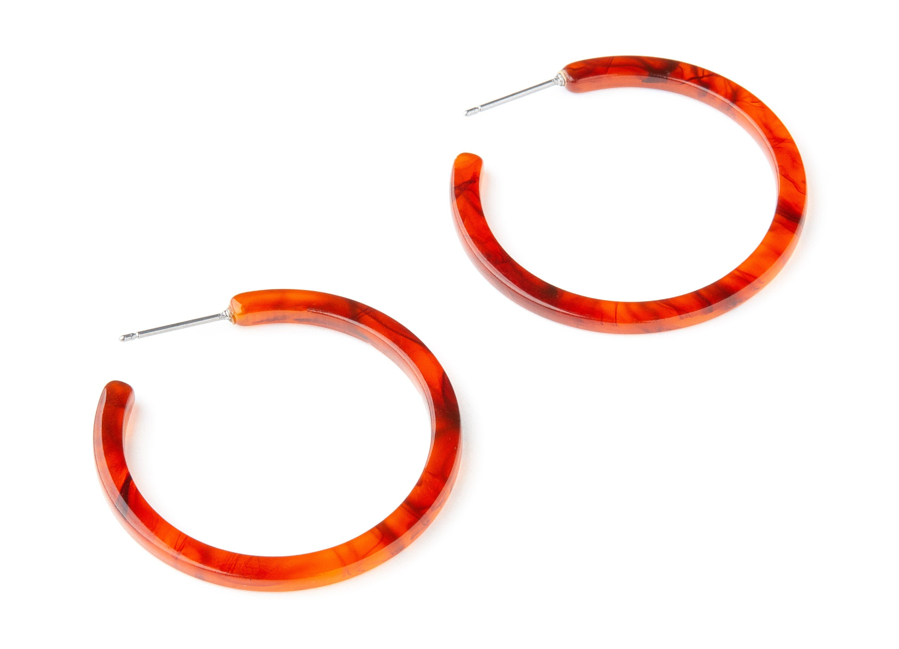 Open Hoop Earrings Stud - 1.5 inch Hoop Earring - Acetate Round Earring Post - Open Circle - 38x38x2.7mm - AC1173N - DOMEDBAZAAR