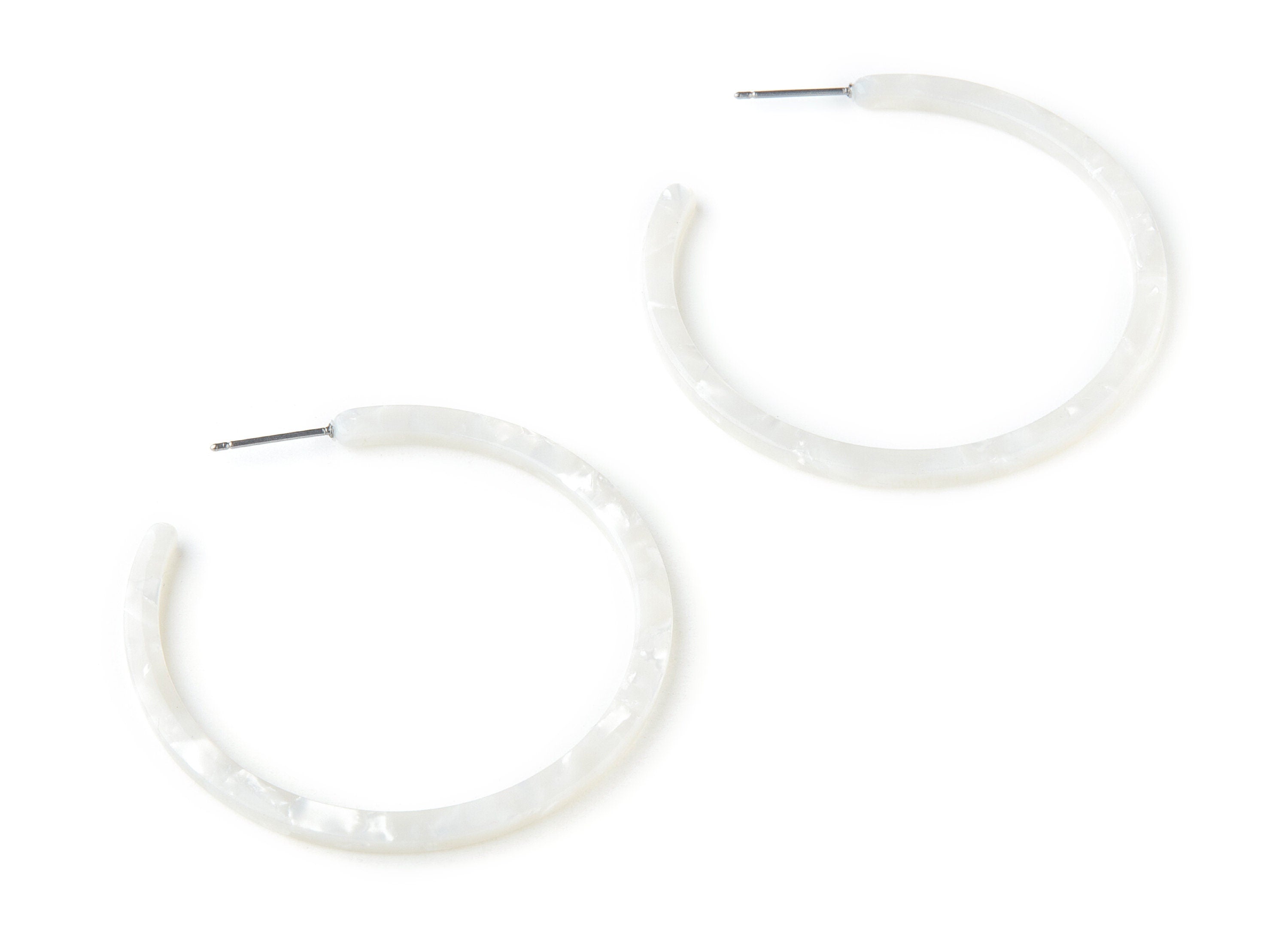 Open Hoop Earrings Stud - 2 inch Hoop Earring - Ivory Acetate Round Earring Post - Open Circle - Color Code: A12 - 50x50x2.8mm - AC1172C - DOMEDBAZAAR