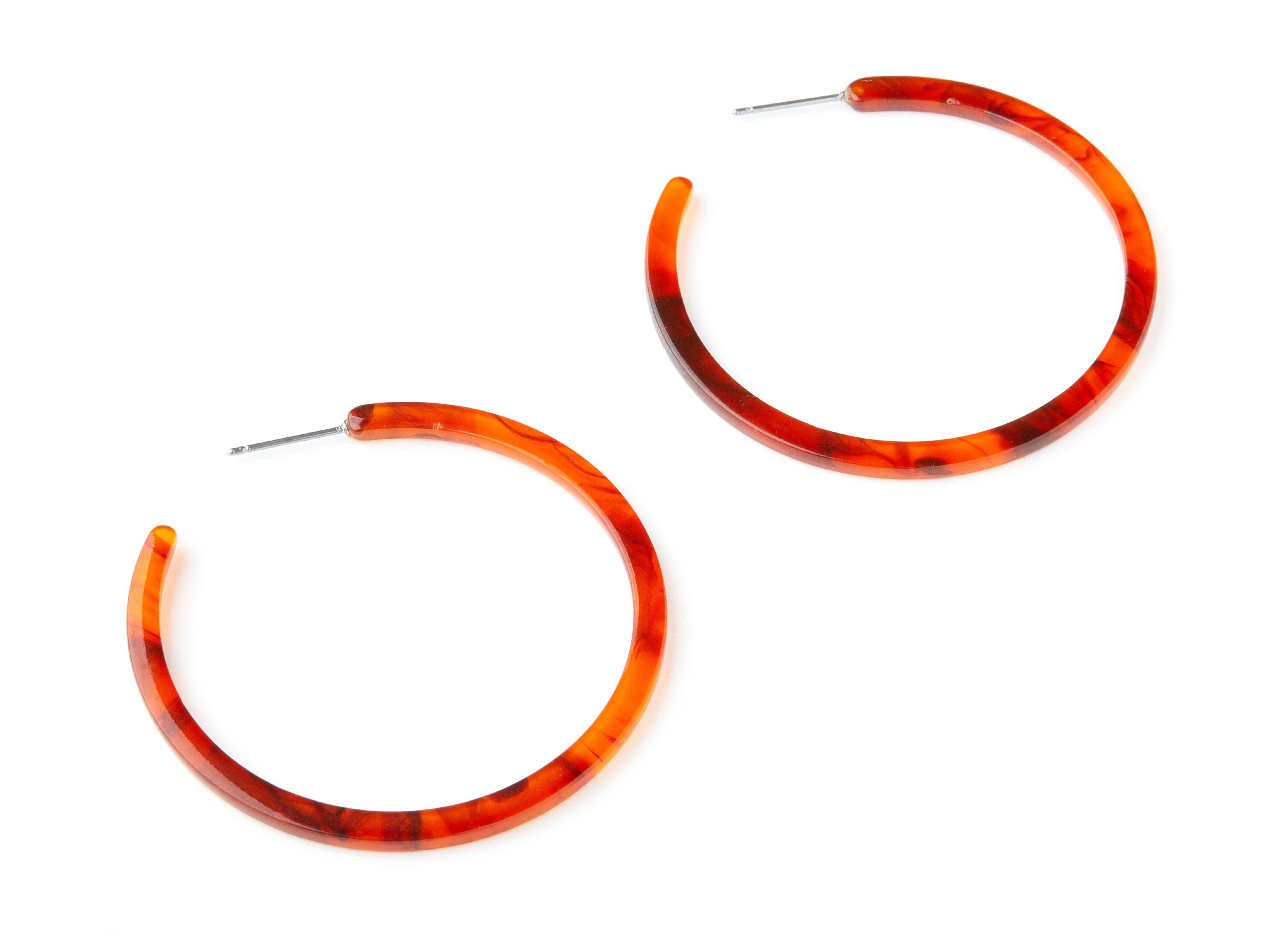 Open Hoop Earrings Stud - 2 inch Hoop Earring - Acetate Round Earring Post - Open Circle - Jewelry Making Supplies - 50x50x2.8mm - AC1172N - DOMEDBAZAAR