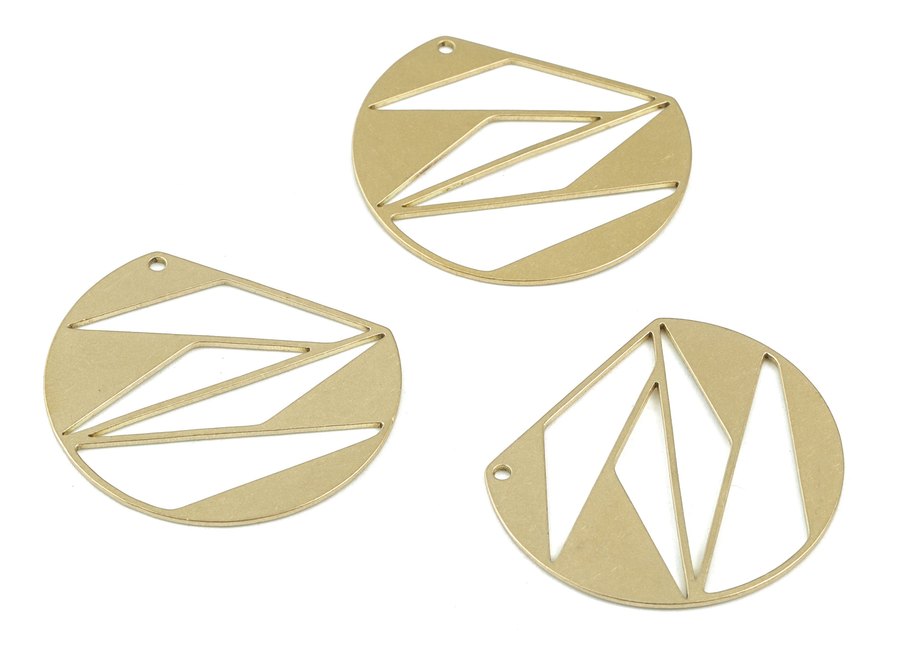 Brass Geometric Earring Charms -Raw Brass Geometric Pendant - Earrings Finding - Jewelry Supplies - 35x29x0.9mm - PPM3458 - DOMEDBAZAAR