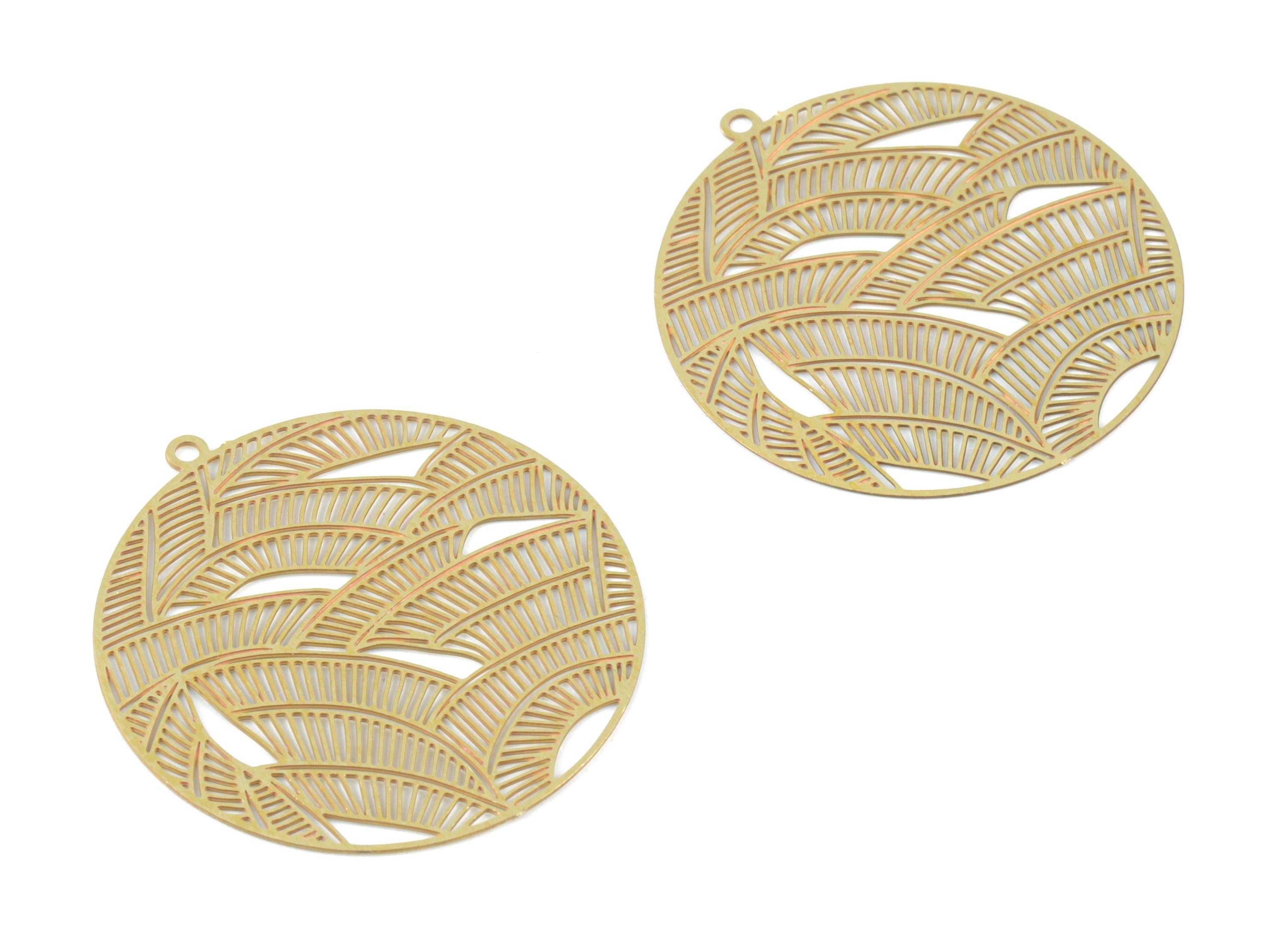 Brass Round Pendant - Raw Brass Circle Earring Charms - Earring Findings - Jewelry Supplies - 32.01x29.99x0.27mm - JJB6484X - DOMEDBAZAAR