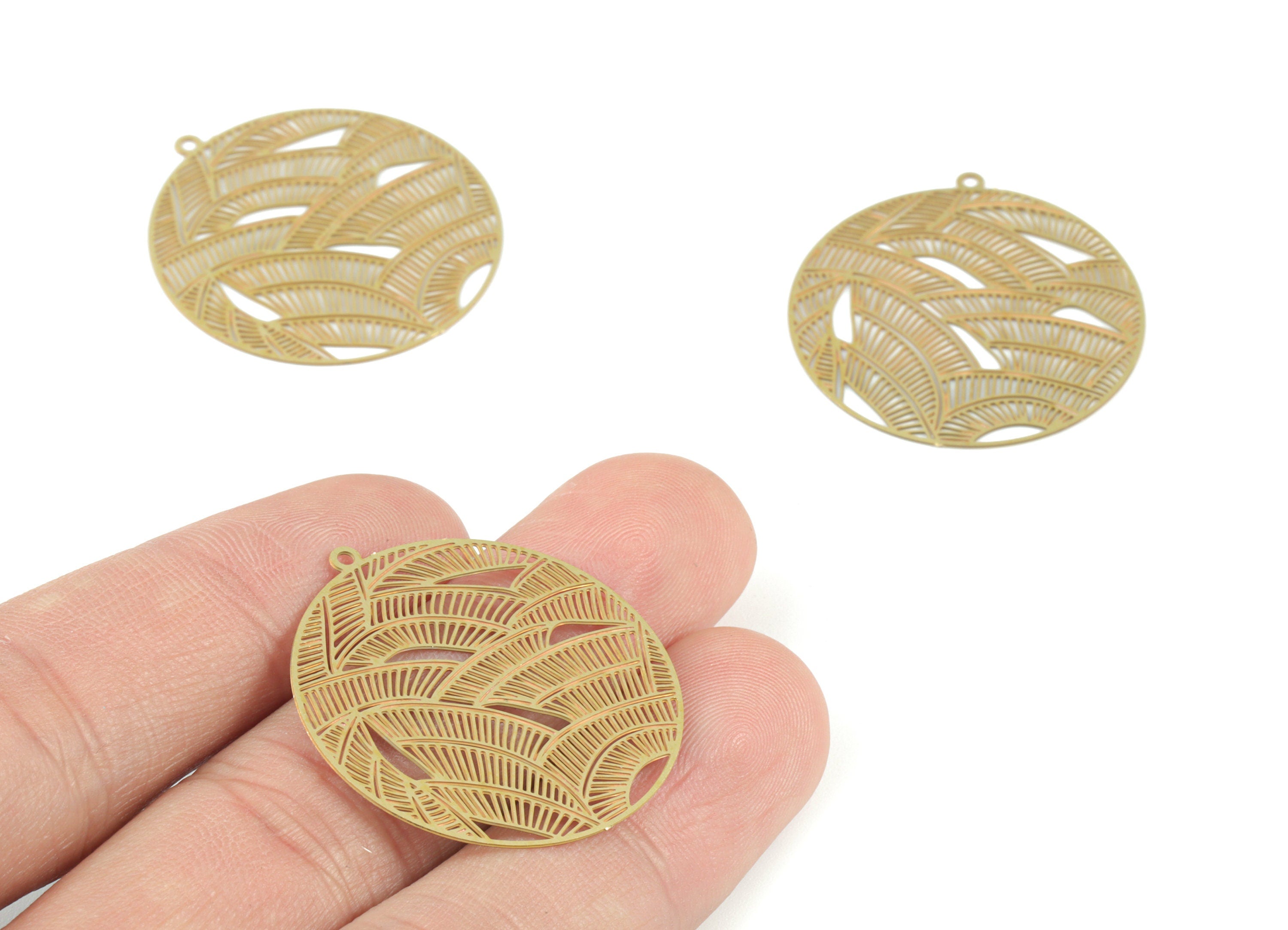 Brass Round Pendant - Raw Brass Circle Earring Charms - Earring Findings - Jewelry Supplies - 32.01x29.99x0.27mm - JJB6484X - DOMEDBAZAAR