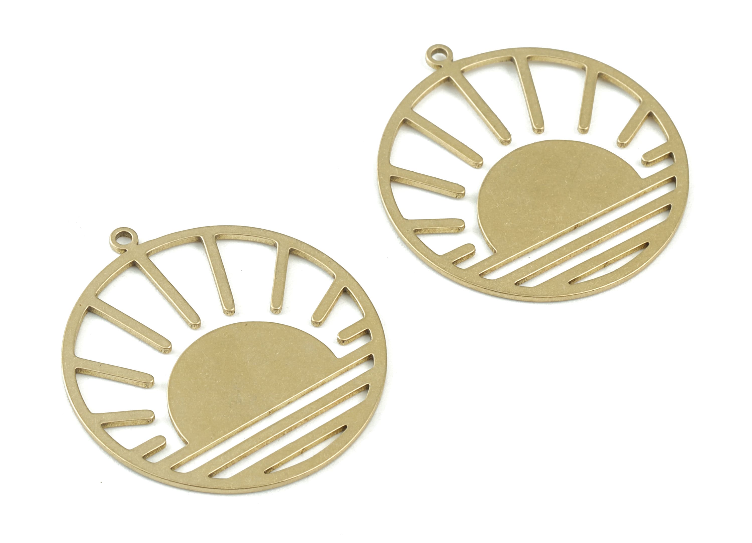Sunset Brass Pendant - Raw Brass Sundown Earring Charms - Earrings Finding - Jewelry Supplies - 31x28x0.8mm - PPM3714 - DOMEDBAZAAR