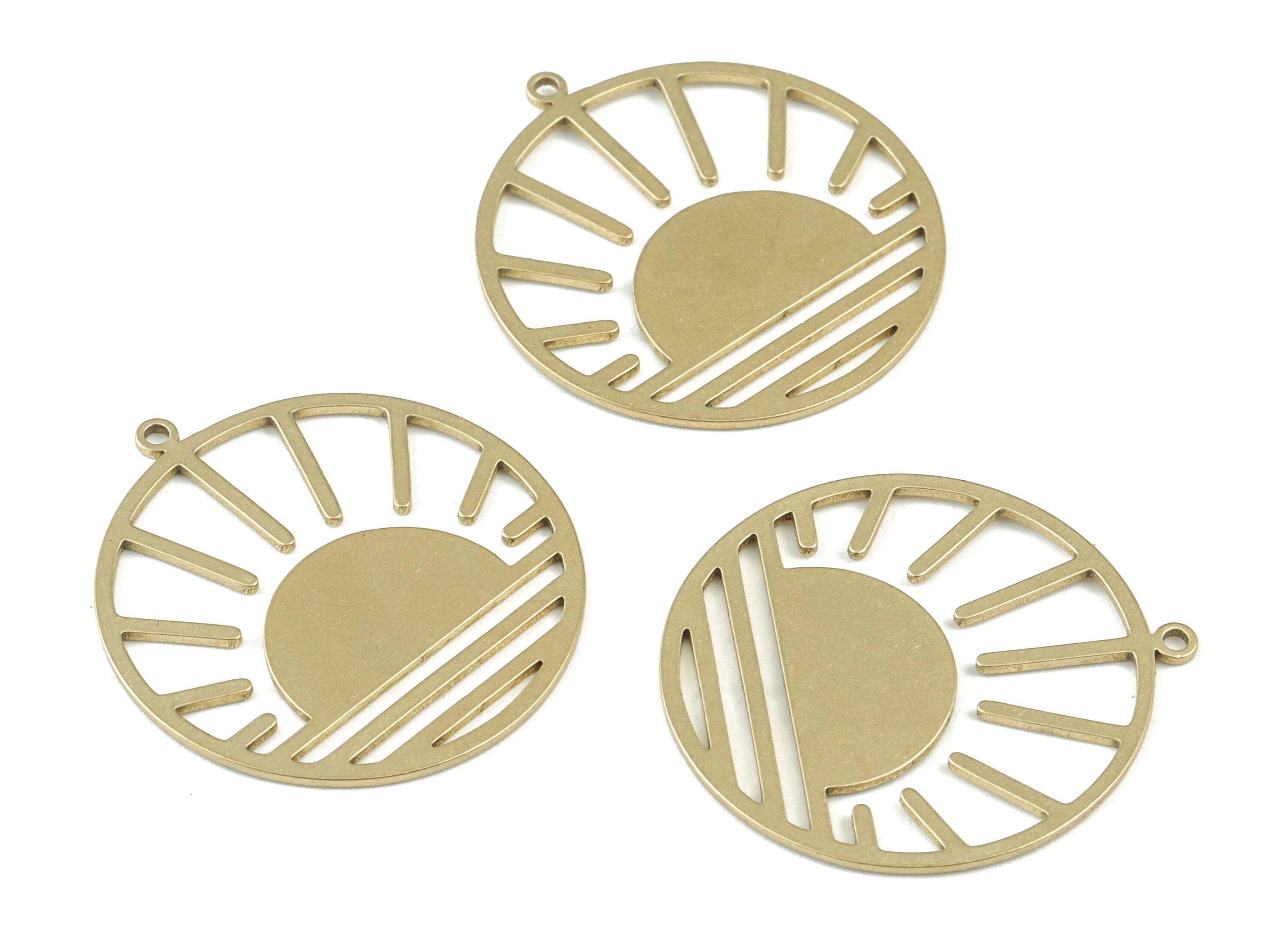 Sunset Brass Pendant - Raw Brass Sundown Earring Charms - Earrings Finding - Jewelry Supplies - 31x28x0.8mm - PPM3714 - DOMEDBAZAAR