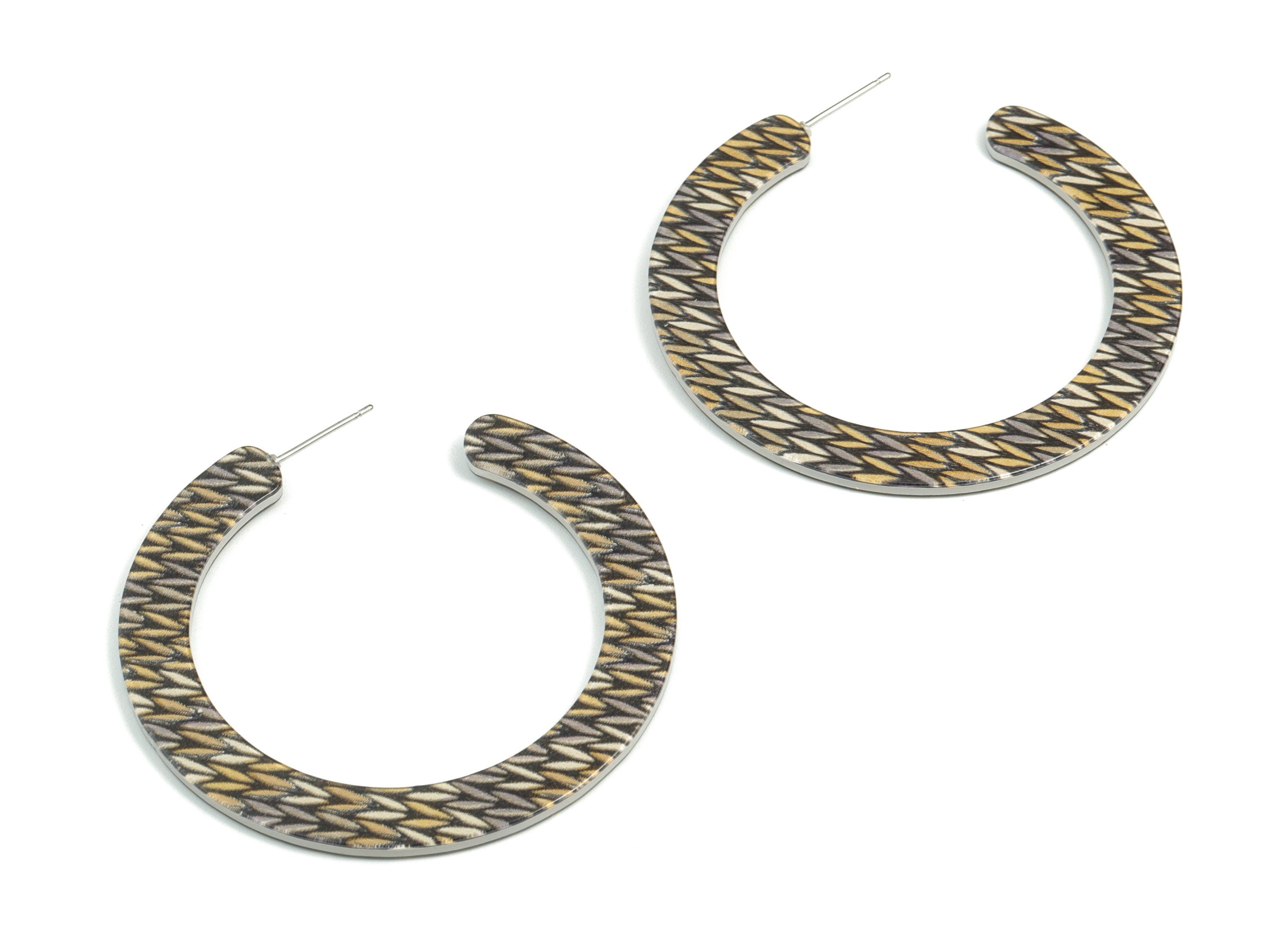 Open Hoop Earrings Stud - 2 inch Hoop Earring - Mix Acetate Round Earring Post - Color Code: A525 - 52x50x2.5mm - AC1830-A525 - DOMEDBAZAAR