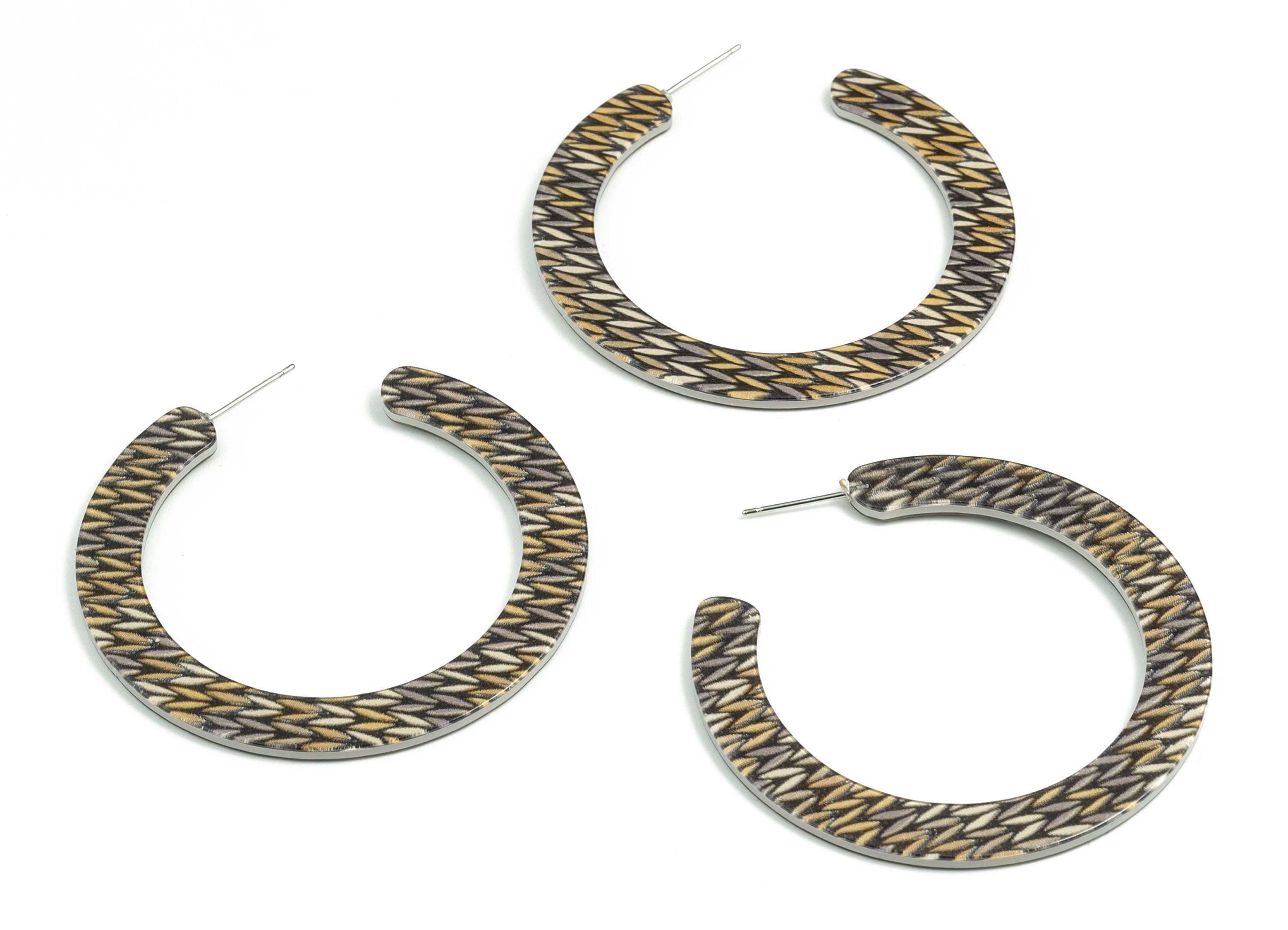 Open Hoop Earrings Stud - 2 inch Hoop Earring - Mix Acetate Round Earring Post - Color Code: A525 - 52x50x2.5mm - AC1830-A525 - DOMEDBAZAAR