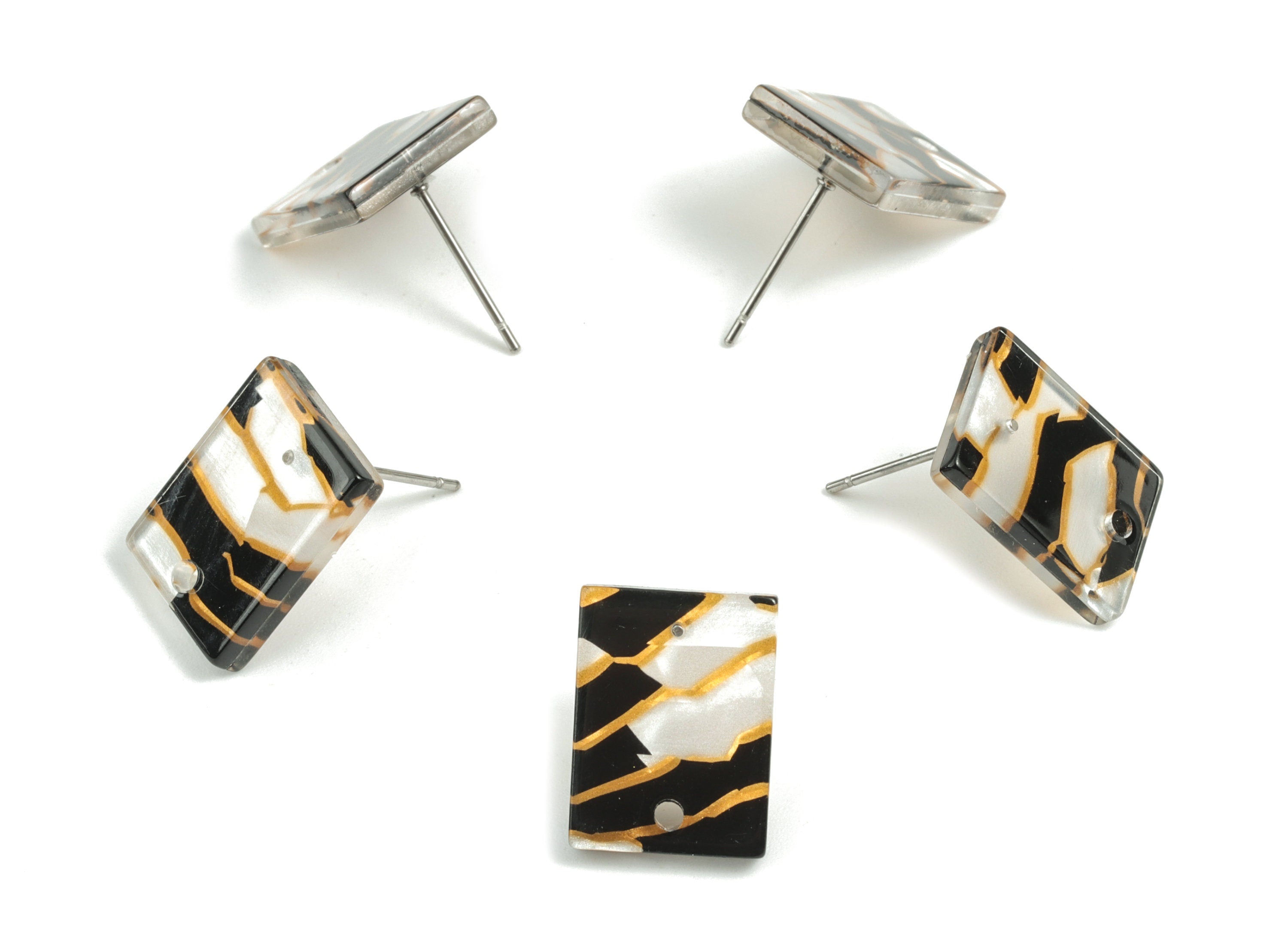 Acetate Rectangle Earring Stud - Rectangle Earring Post - Surgical Stud - Jewelry Supplies - Color Code: A403 - 15.5x11.8x2mm - AC1663-A403 - DOMEDBAZAAR