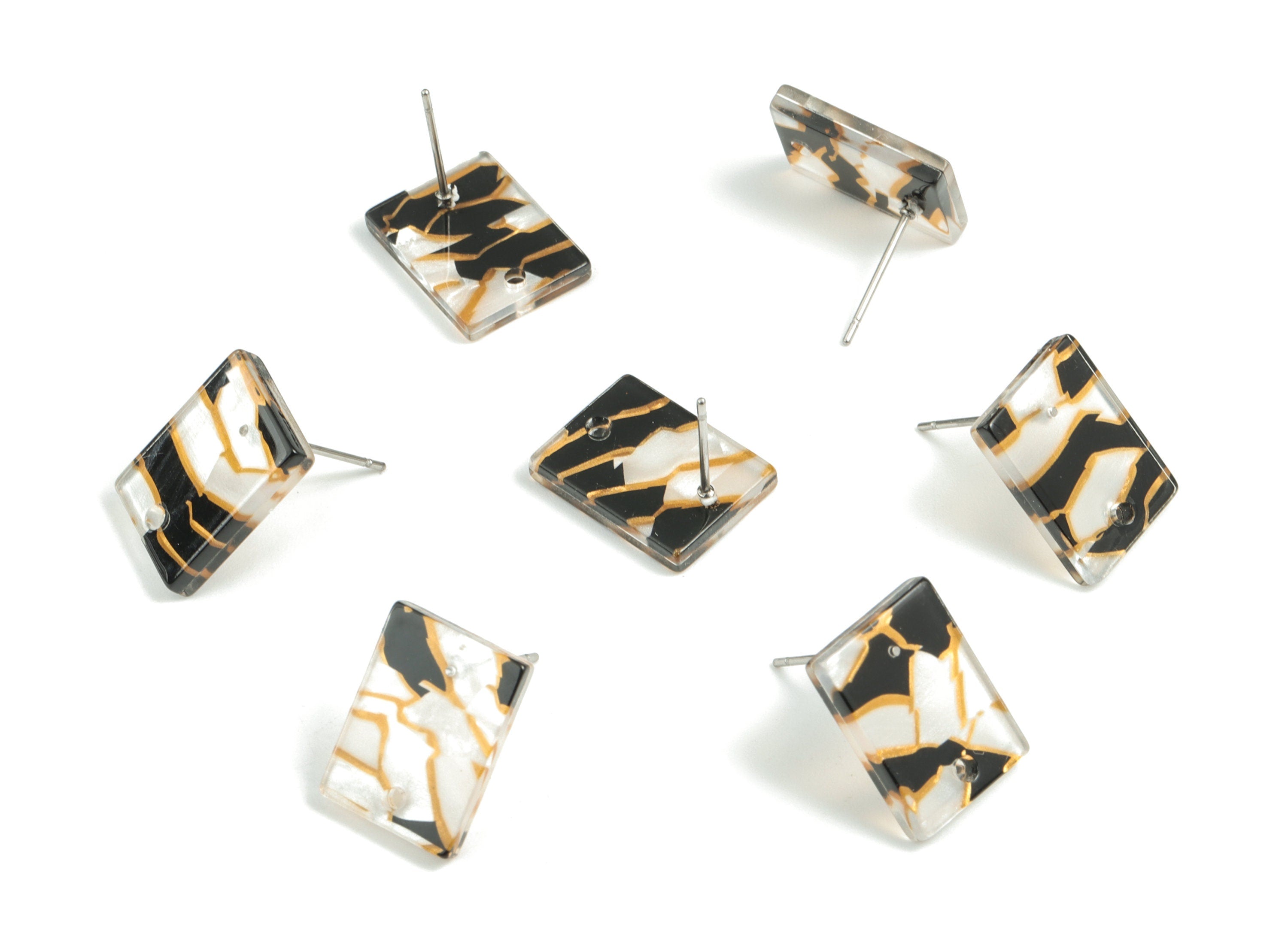Acetate Rectangle Earring Stud - Rectangle Earring Post - Surgical Stud - Jewelry Supplies - Color Code: A403 - 15.5x11.8x2mm - AC1663-A403 - DOMEDBAZAAR
