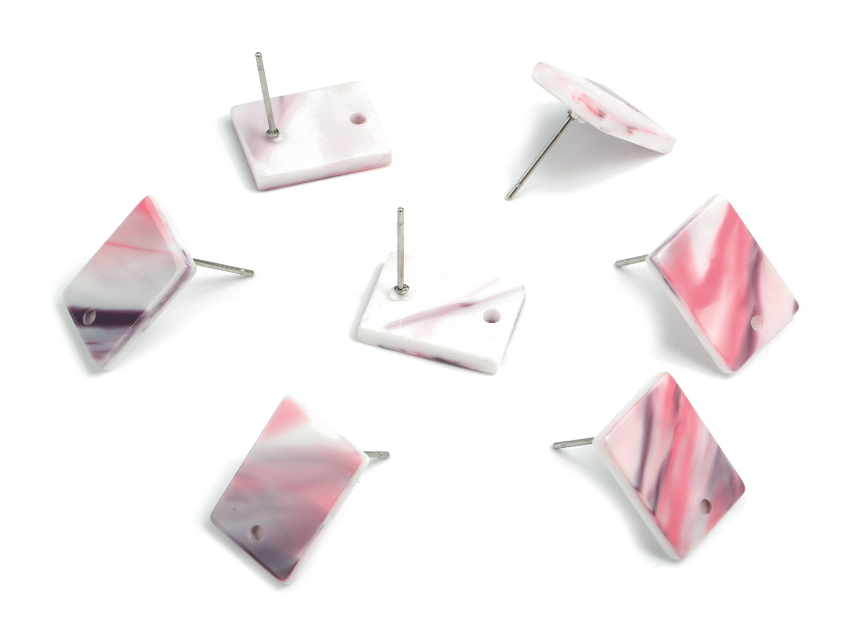 Acetate Rectangle Earring Stud - Rectangle Earring Post - Surgical Stud - Jewelry Supplies - Color Code: A511 - 15.5x11.8x2mm - AC1663-A511 - DOMEDBAZAAR