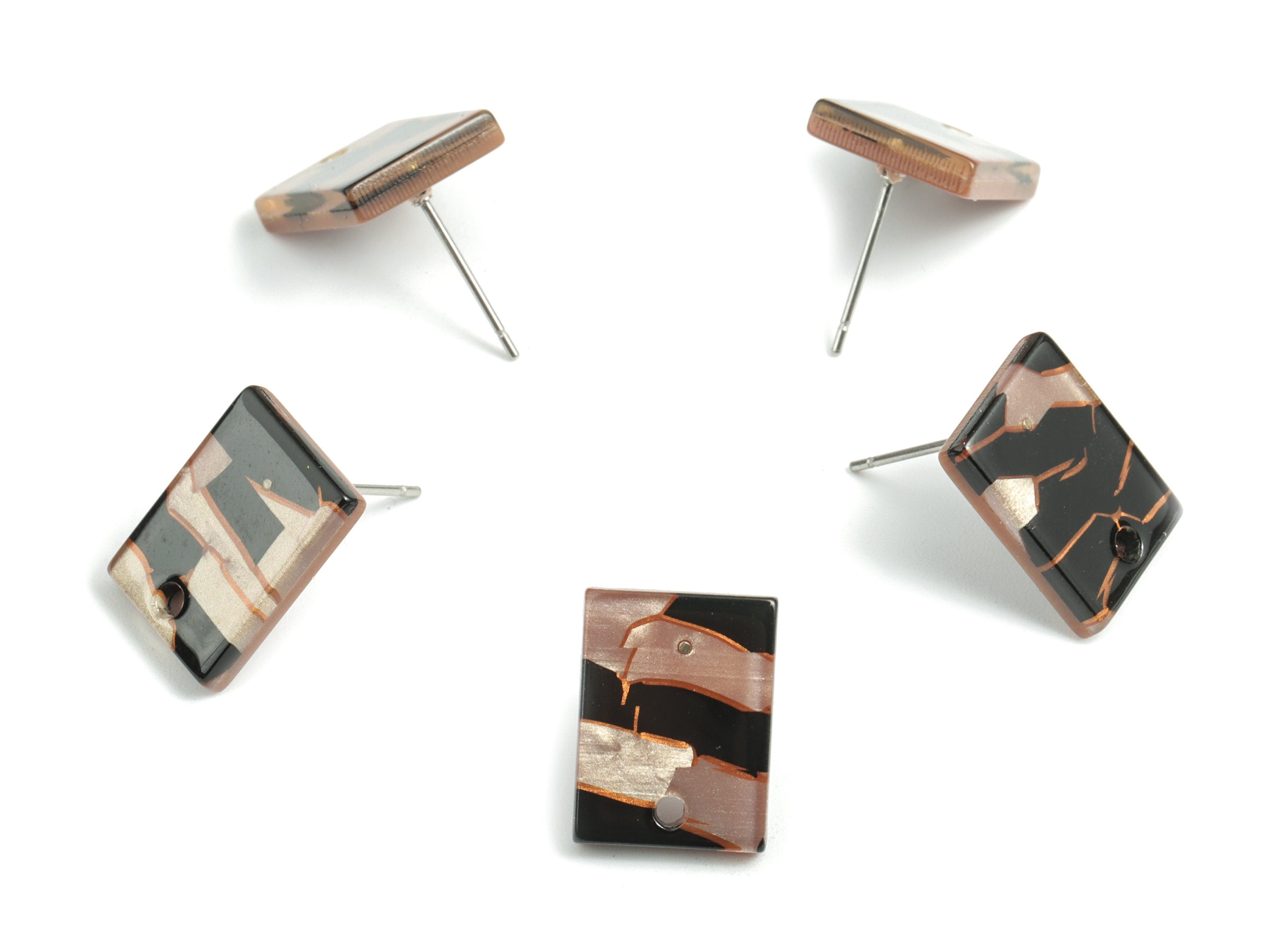 Acetate Rectangle Earring Stud - Rectangle Earring Post - Surgical Stud - Jewelry Supplies - Color Code: A529 - 15.5x11.8x2mm - AC1663-A529 - DOMEDBAZAAR