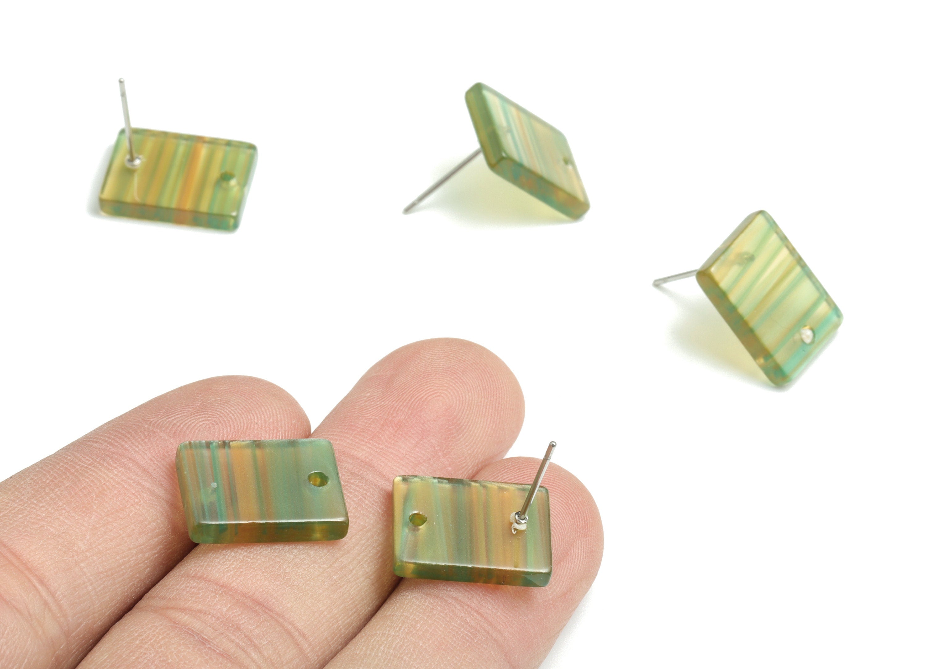 Acetate Rectangle Earring Stud - Rectangle Earring Post - Surgical Stud - Jewelry Supplies - Color Code: A512 - 15.5x11.8x2mm - AC1663-A512 - DOMEDBAZAAR