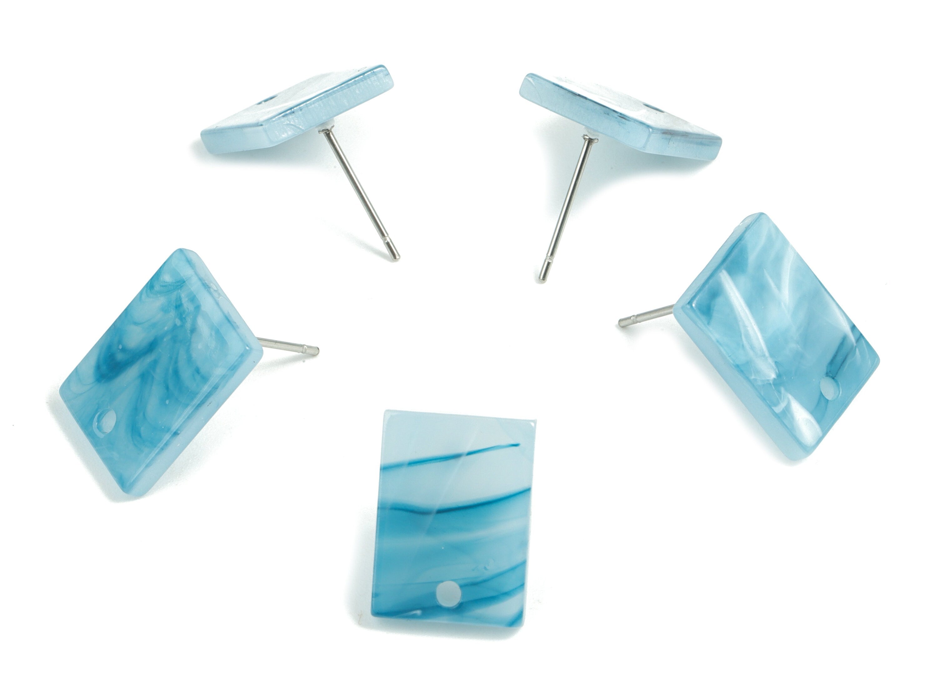 Acetate Rectangle Earring Stud - Rectangle Earring Post - Surgical Stud - Jewelry Supplies - Color Code: A515 - 15.5x11.8x2mm - AC1663-A515 - DOMEDBAZAAR