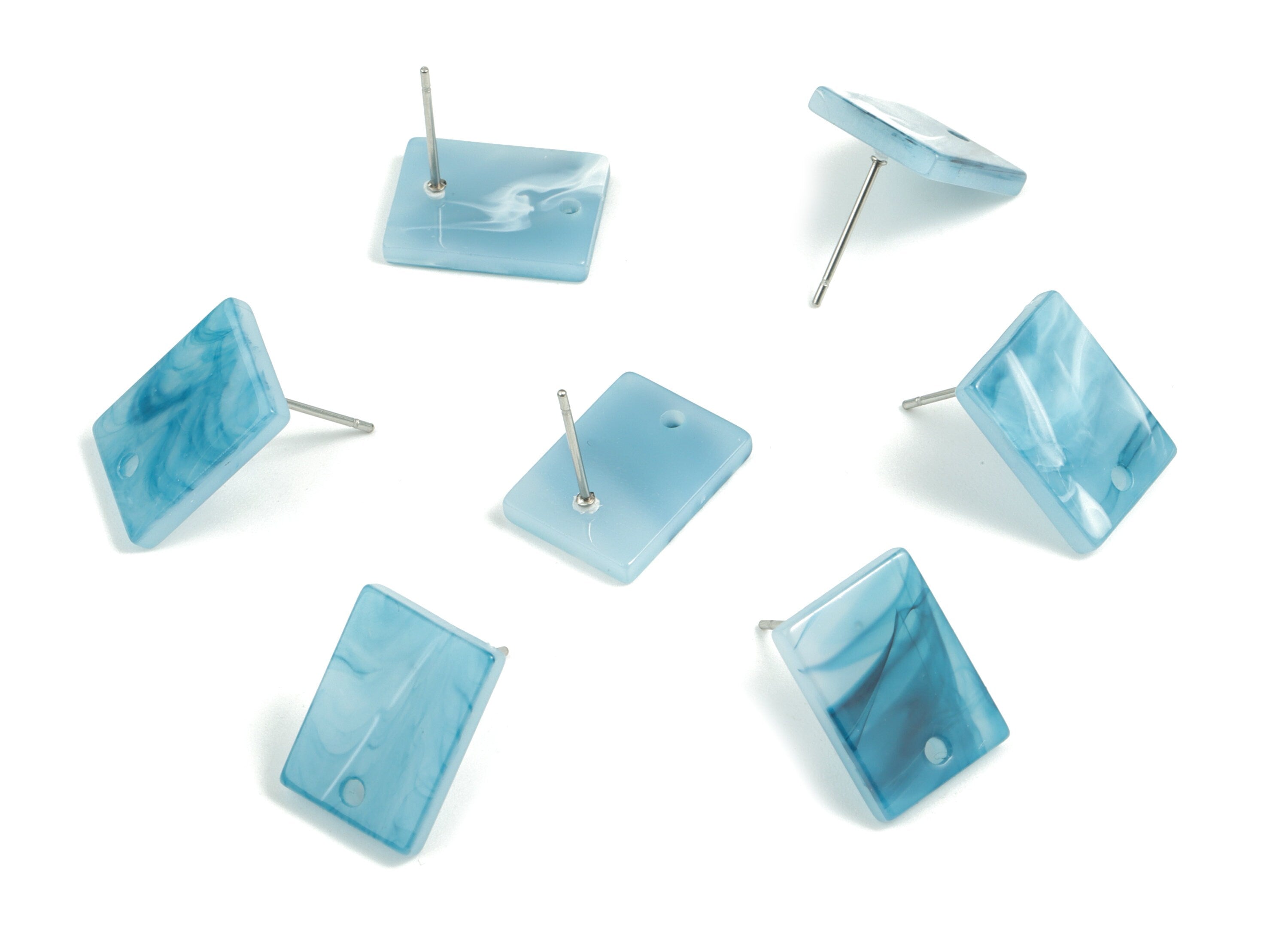 Acetate Rectangle Earring Stud - Rectangle Earring Post - Surgical Stud - Jewelry Supplies - Color Code: A515 - 15.5x11.8x2mm - AC1663-A515 - DOMEDBAZAAR