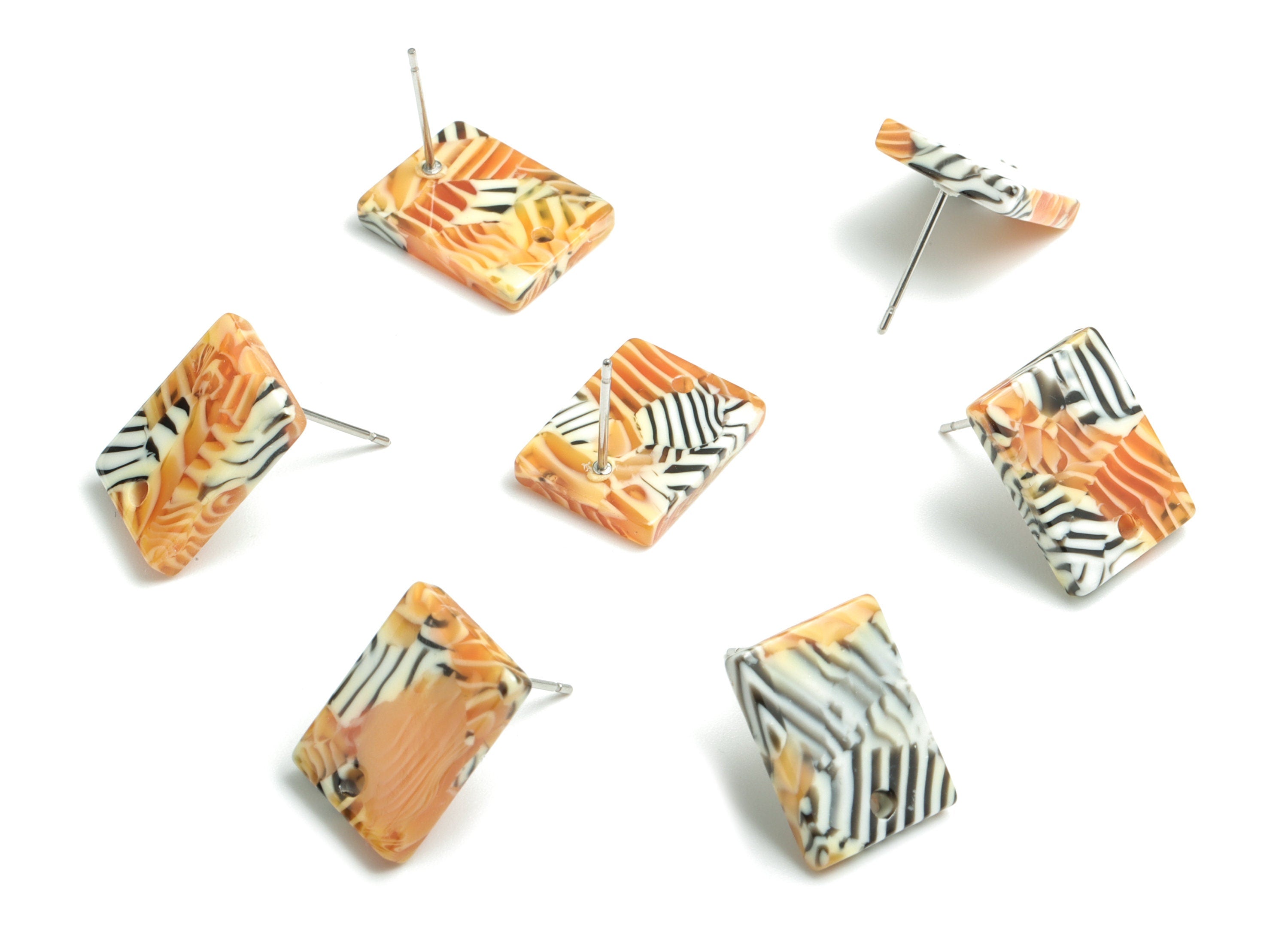 Acetate Rectangle Earring Stud - Rectangle Earring Post - Surgical Stud - Jewelry Supplies - Color Code: A504 - 15.5x11.8x2mm - AC1663-A504 - DOMEDBAZAAR