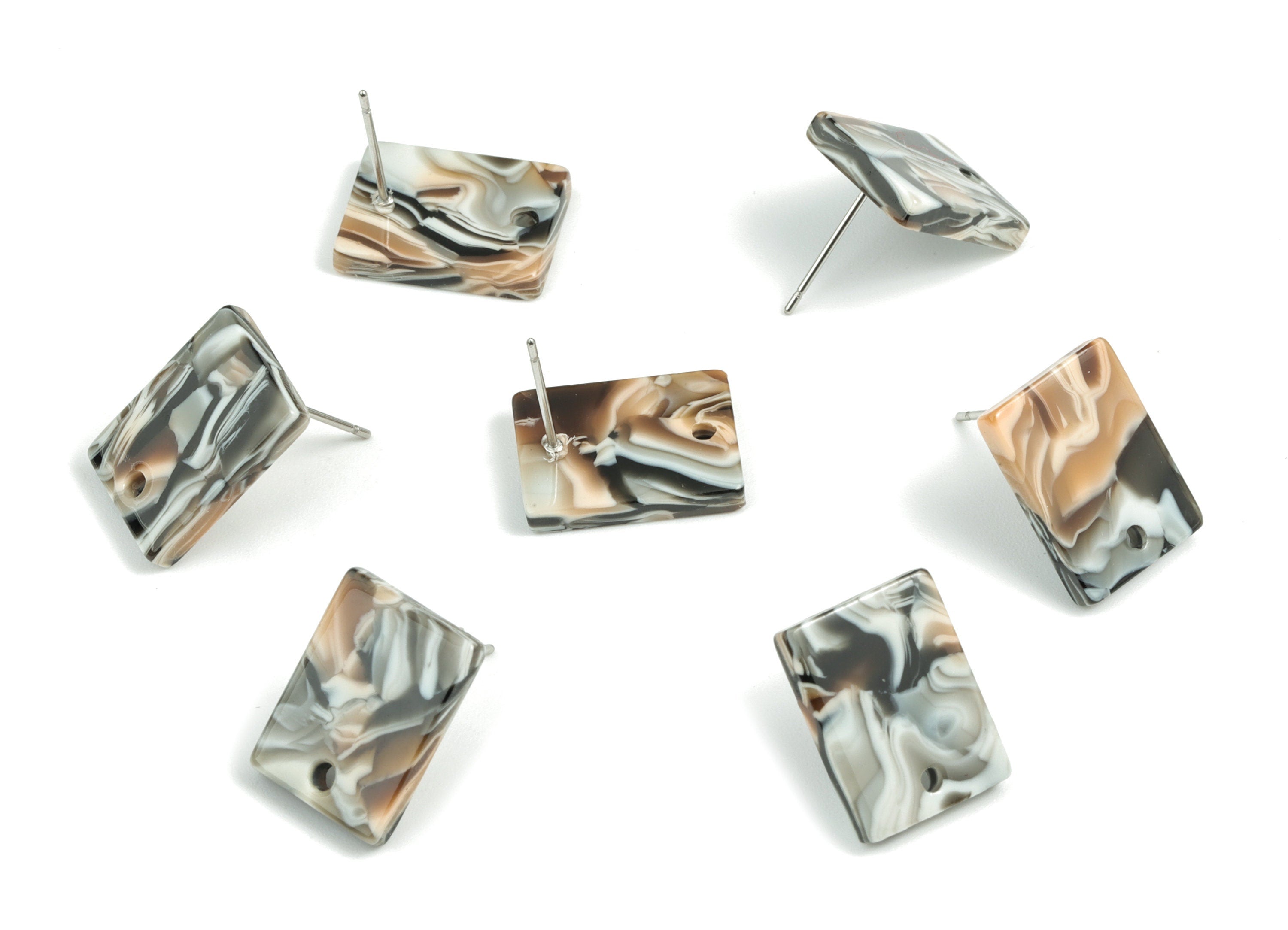 Acetate Rectangle Earring Stud - Rectangle Earring Post - Surgical Stud - Jewelry Supplies - Color Code: A508 - 15.5x11.8x2mm - AC1663-A508 - DOMEDBAZAAR