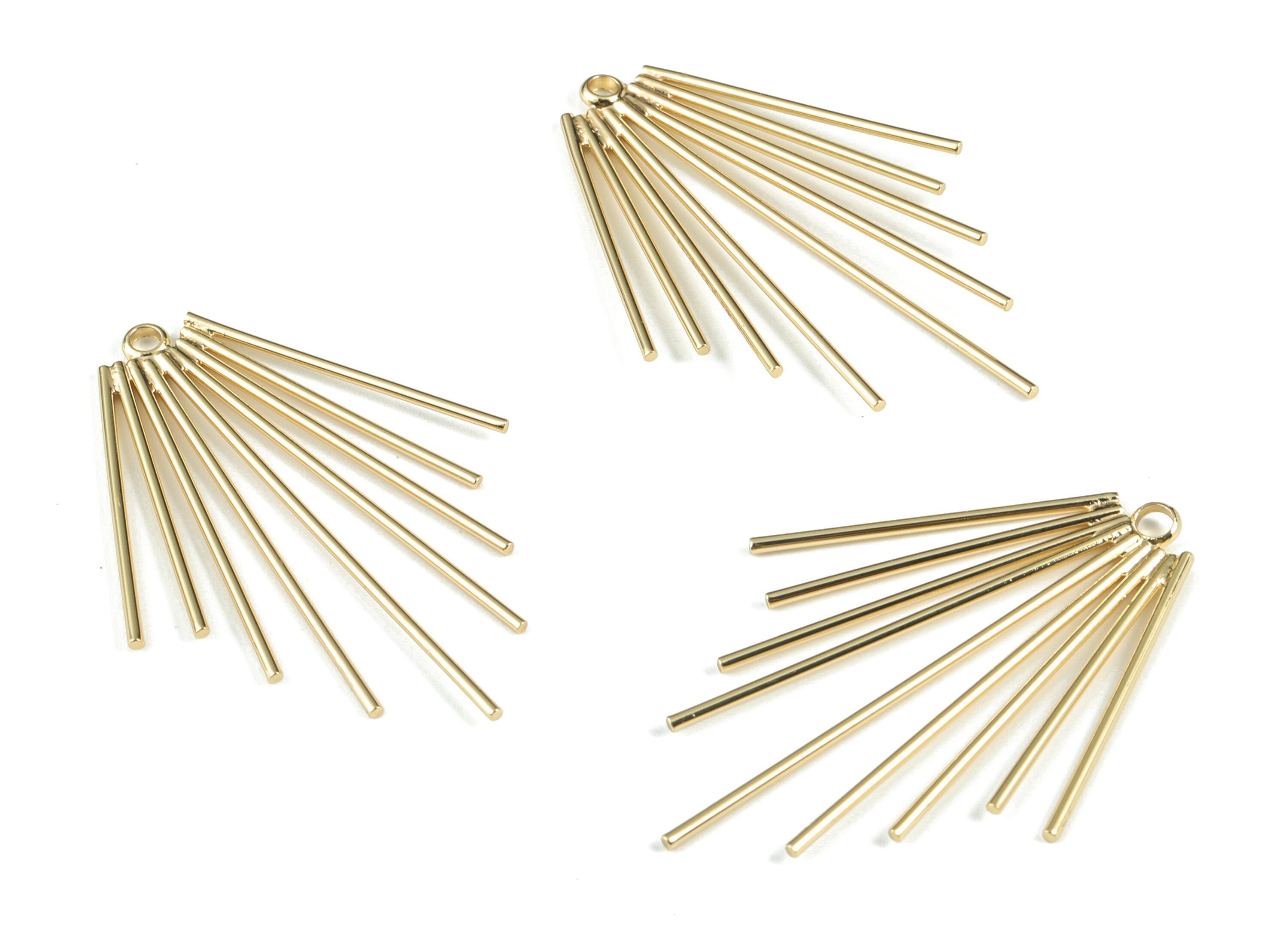 Gold Fringe Earring Charms - 18K Real Gold Plated Fringe Pendant - Ear Wires Charm - Jewelry Supplies - 43.55x28.56x1.17mm - RGP2739 - DOMEDBAZAAR