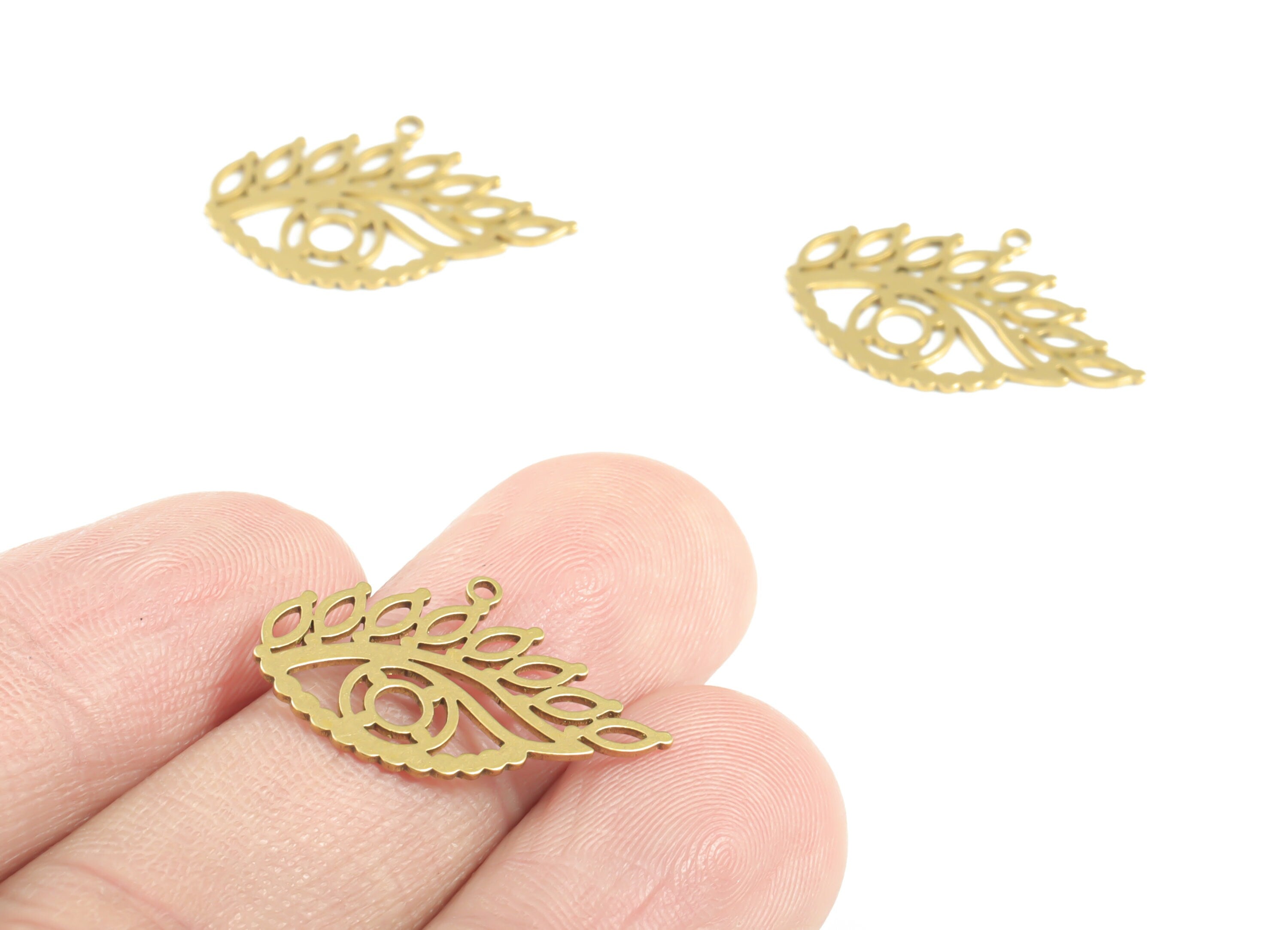 Brass Eye Earring Charms - Raw Brass Eyelash Pendant - Earrings Finding - Jewelry Supplies - 22.88x14.92x0.66mm - PPM3273 - DOMEDBAZAAR