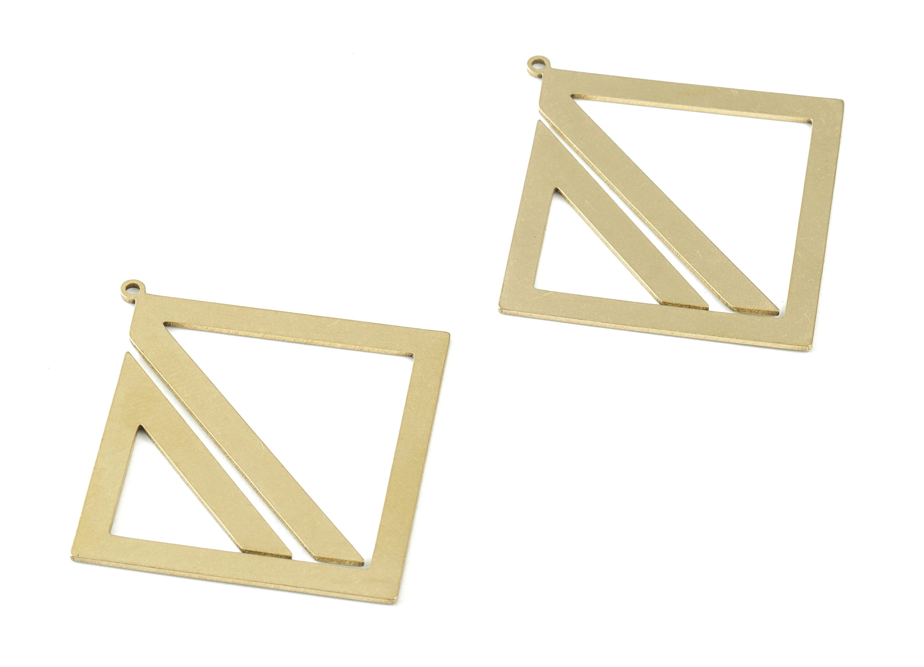 Square triangles Pendant - Raw Brass Square Triangle Earring Charms - Jewelry Making Supplies - 44x42x0.8mm - PPM3544 - DOMEDBAZAAR
