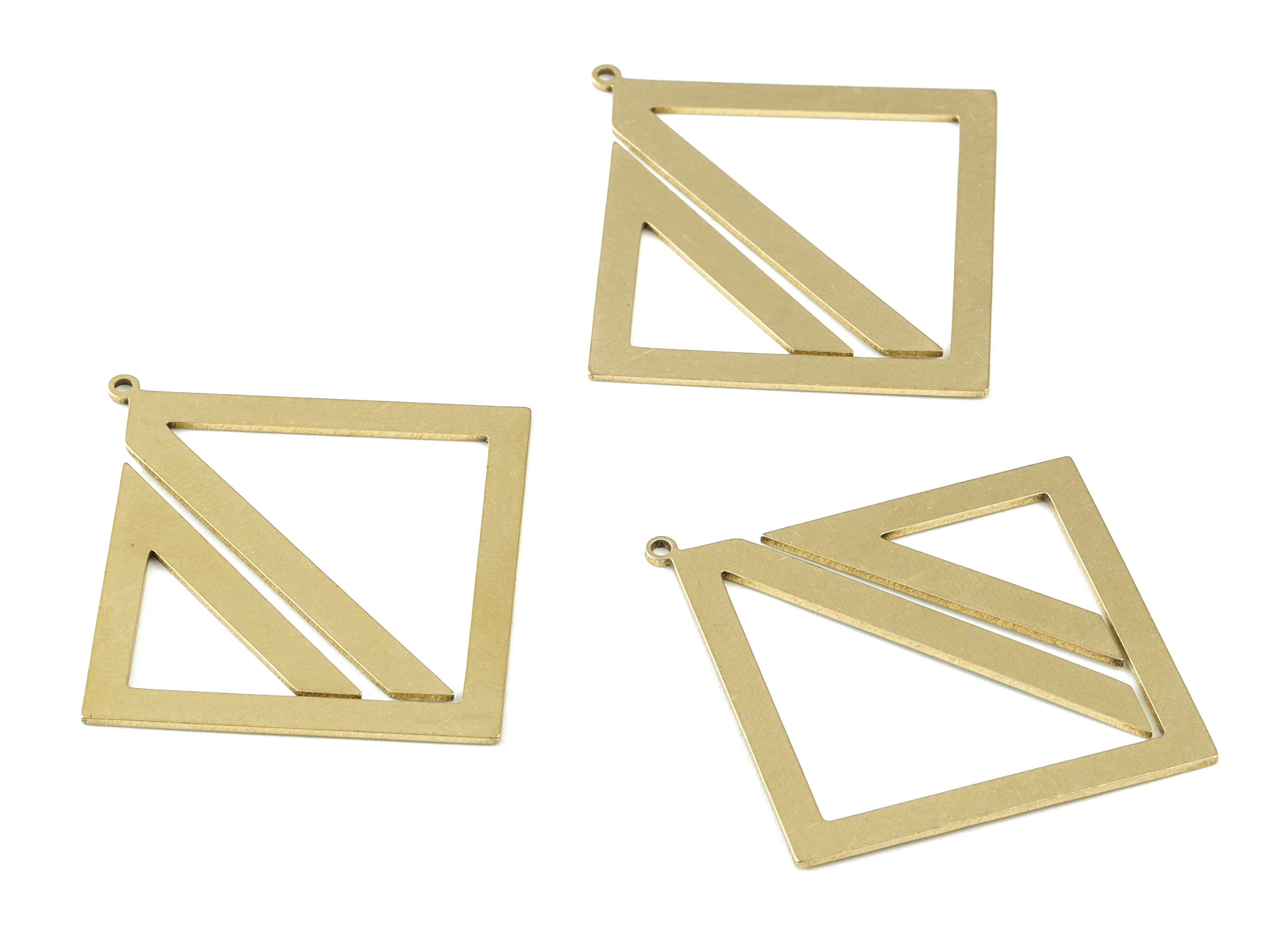 Square triangles Pendant - Raw Brass Square Triangle Earring Charms - Jewelry Making Supplies - 44x42x0.8mm - PPM3544 - DOMEDBAZAAR