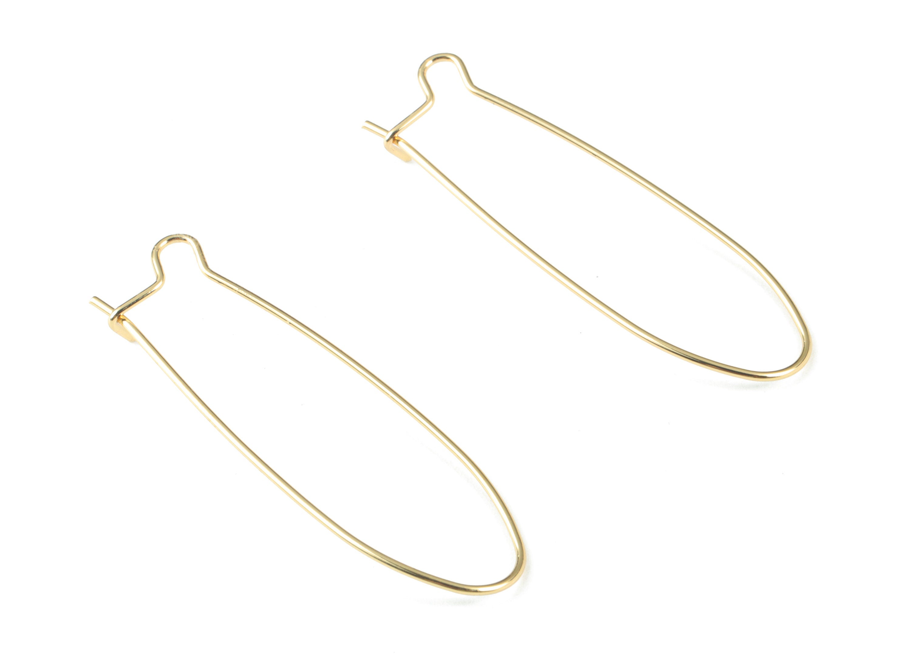 Gold Kidney Earring Wire - 18K Real Gold Brass Ear Wire - Kidney Shaped Ear Wire - Jewelry Supplies - 47.51x14.02x4.9mm - RGP2747 - DOMEDBAZAAR