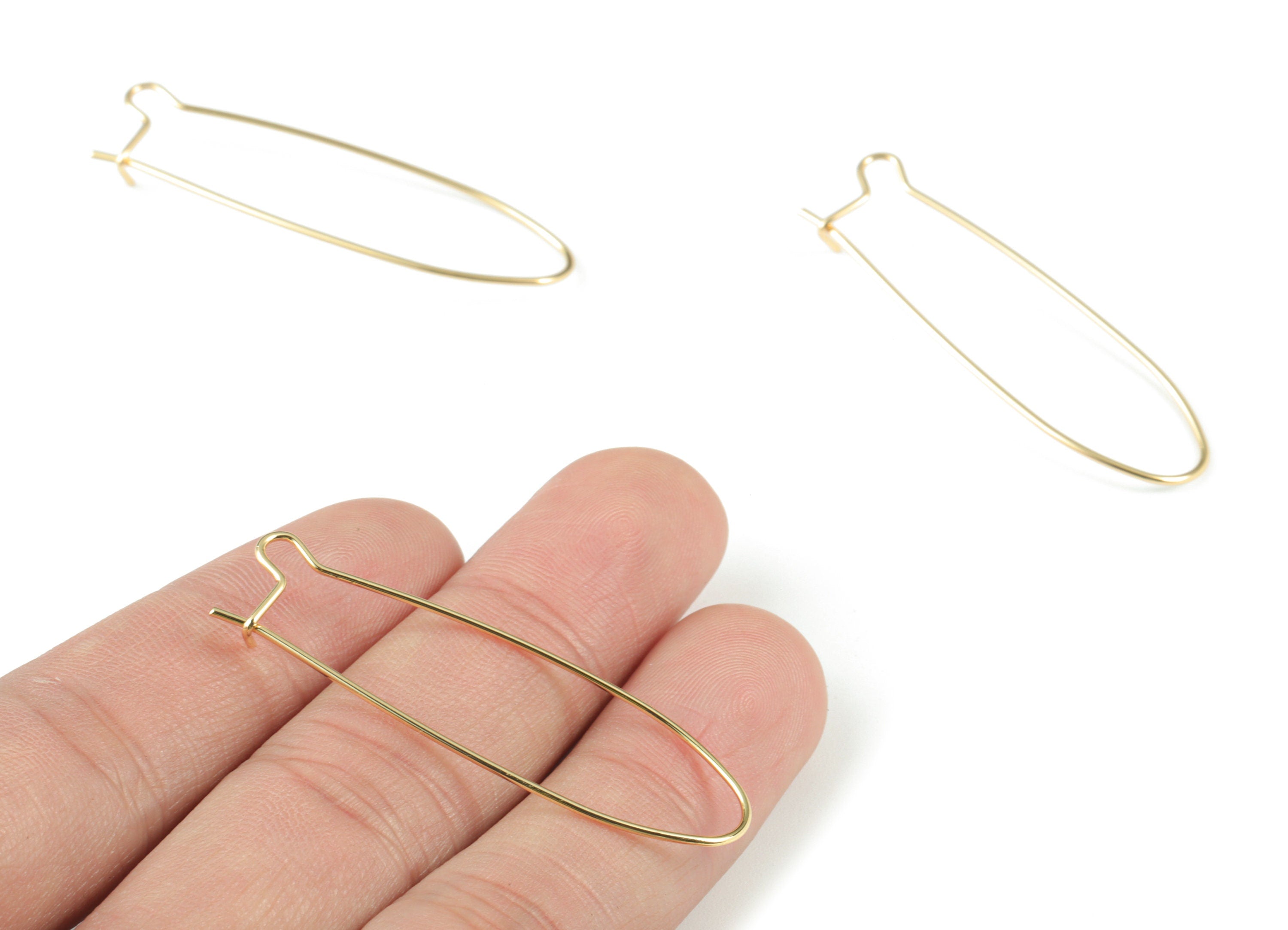 Gold Kidney Earring Wire - 18K Real Gold Brass Ear Wire - Kidney Shaped Ear Wire - Jewelry Supplies - 47.51x14.02x4.9mm - RGP2747 - DOMEDBAZAAR