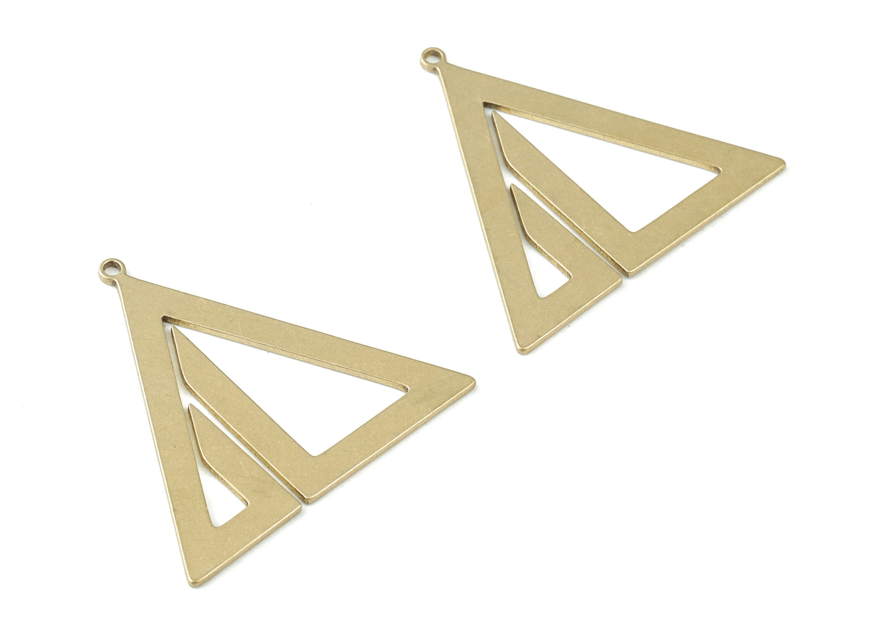 Brass Triangles Pendant - Raw Brass Triangle Earring Charms - Jewelry Making Supplies - 31x29x0.8mm - PPM3531 - DOMEDBAZAAR